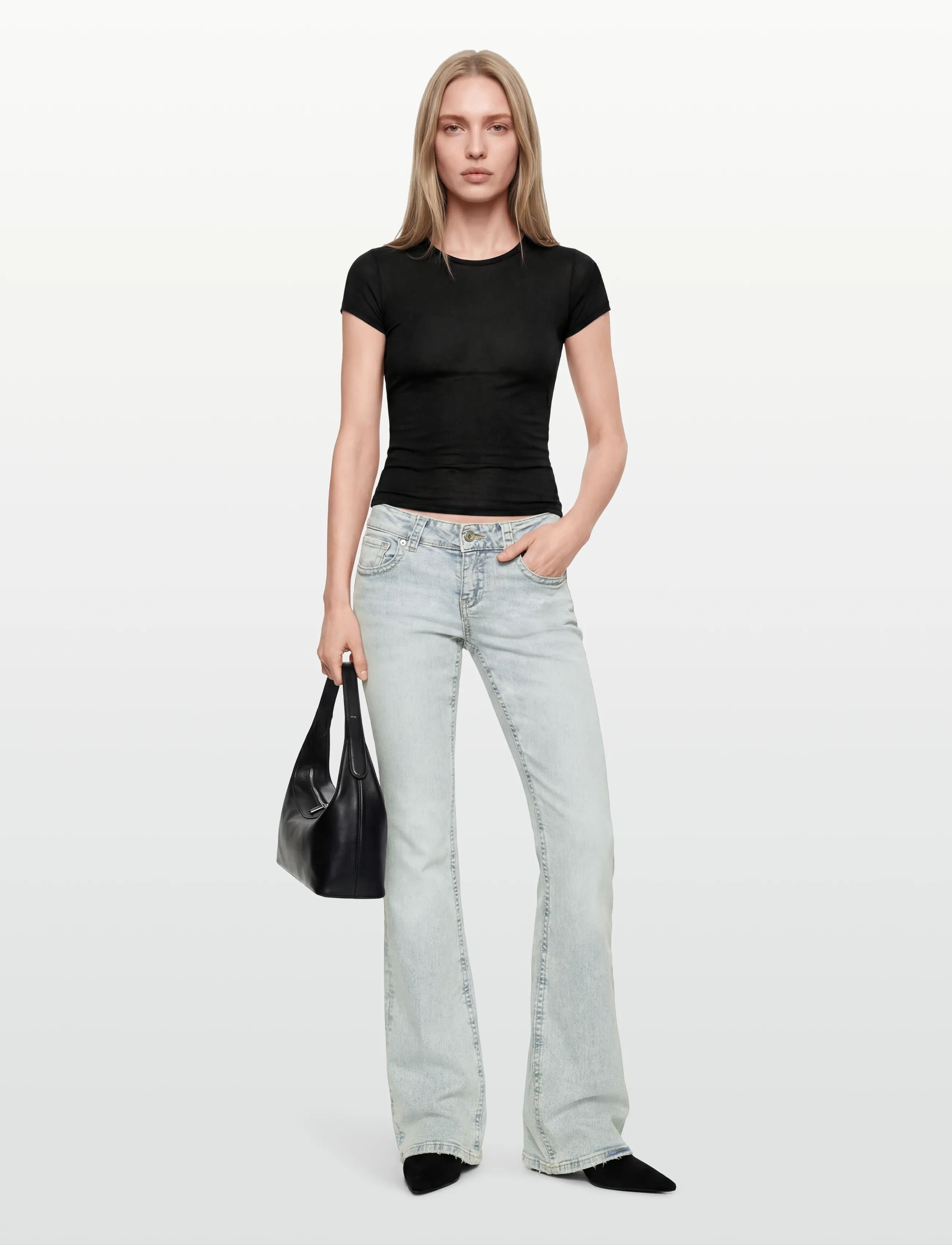 Gina Tricot Slim Fit Top, Kvinder, Slim Fit Top, Sort, Str: L