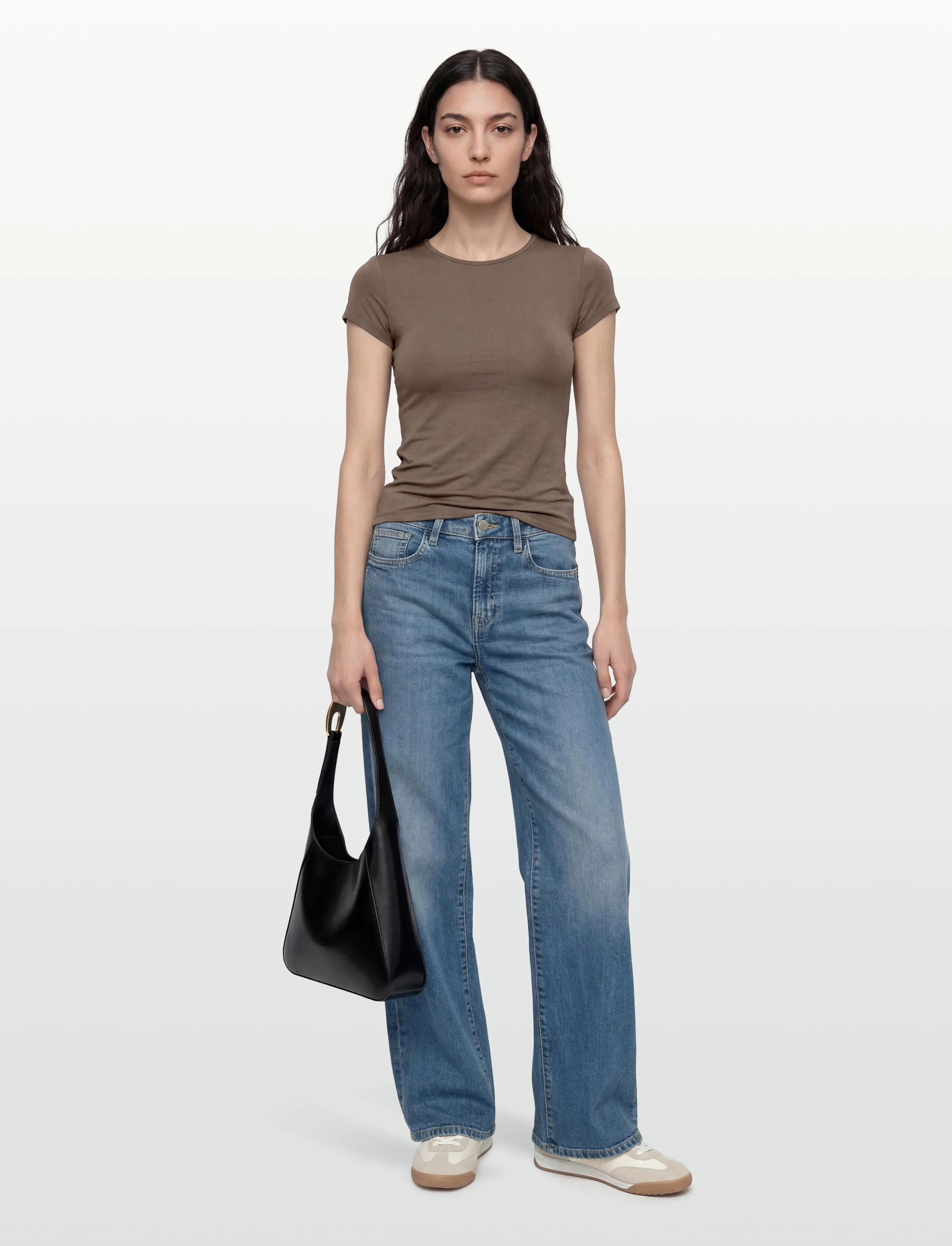 Gina Tricot Slim Fit Top, Kvinder, Slim Fit Top, Brun, Str: M