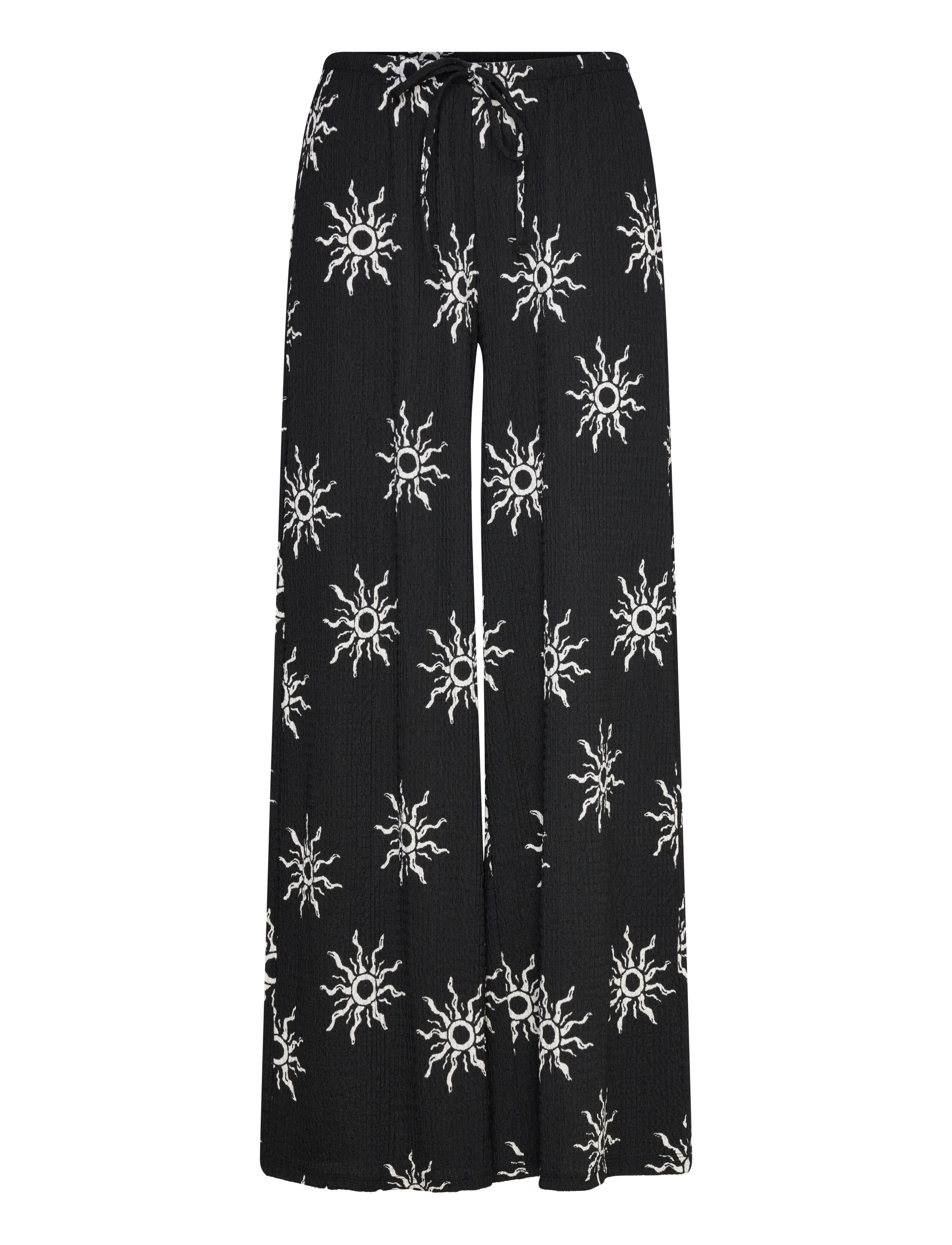 Gina Tricot Textured wide trousers - Püksid - GRAPHIC SUN / black