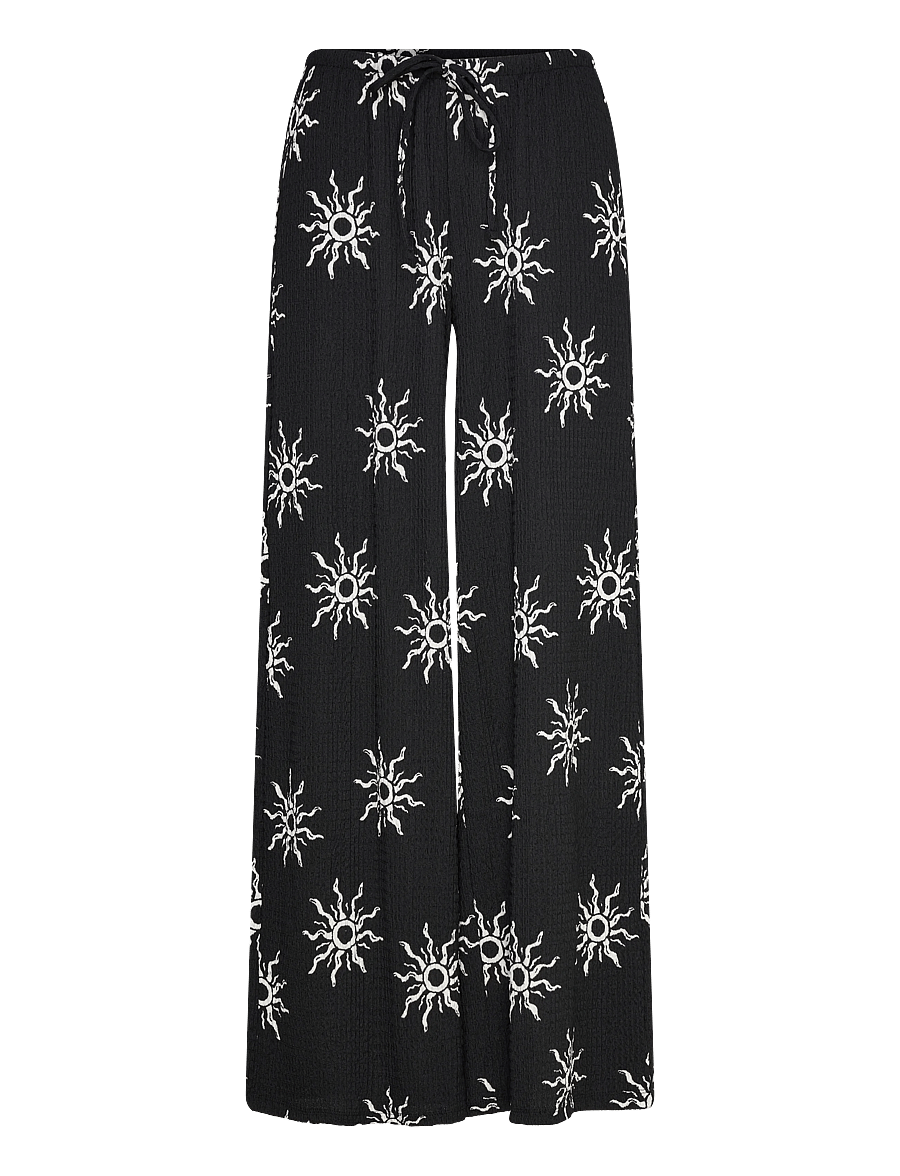 Gina Tricot - Textured wide trousers - laia säärega püksid - graphic sun - 0