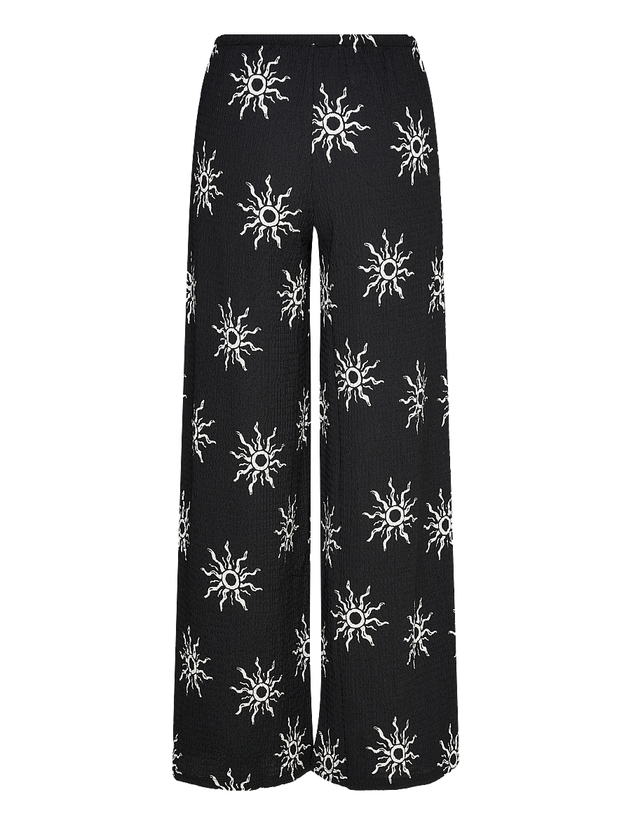 Gina Tricot - Textured wide trousers - laia säärega püksid - graphic sun - 1