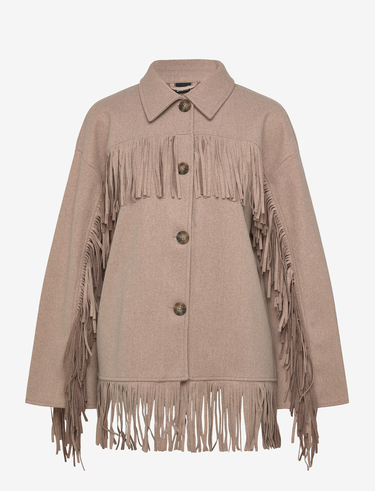 Gina Tricot - Fringe jacket - forårsjakker - beige melange (1186) - 0