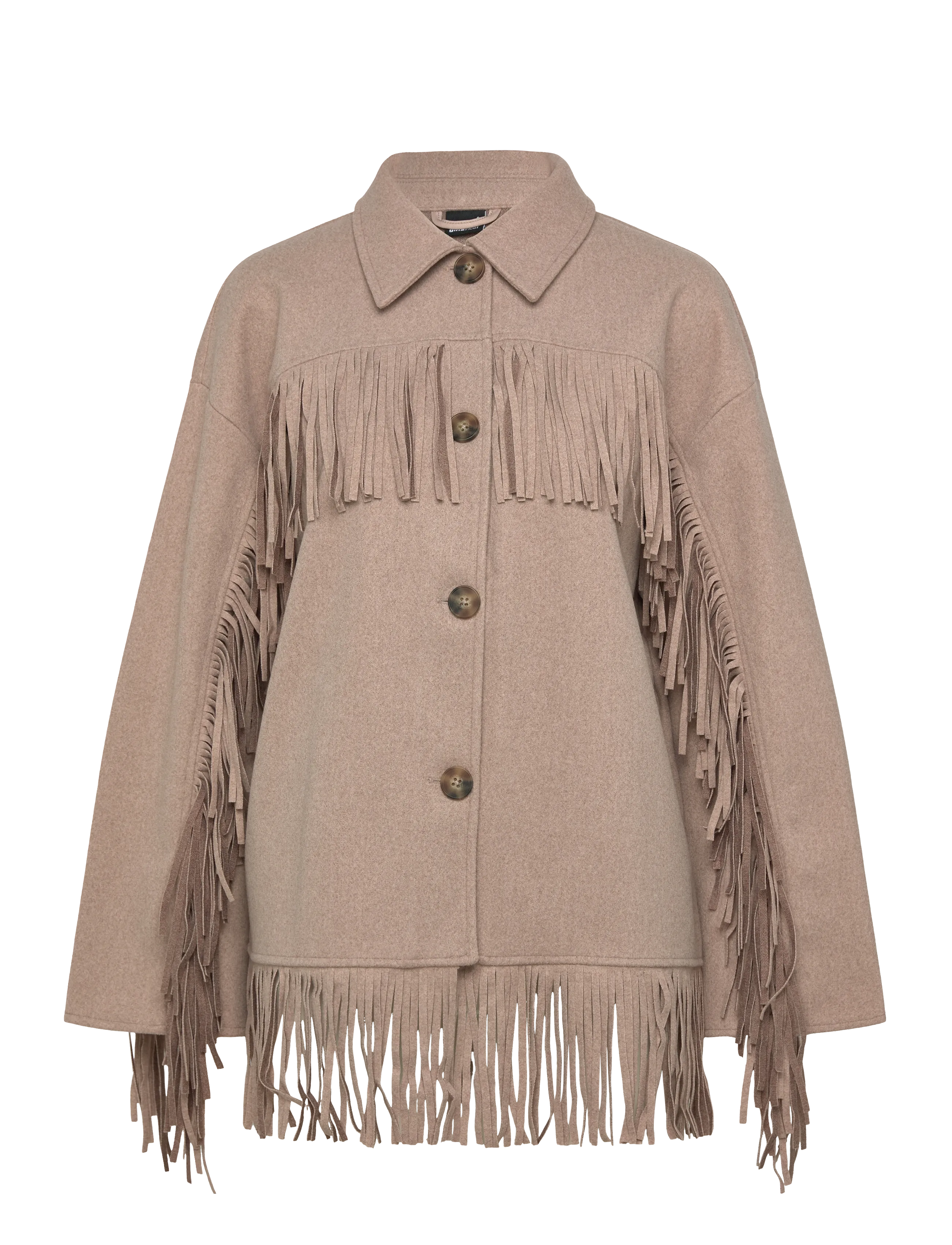 Gina Tricot Fringe jacket - Tøj - BEIGE MELANGE (1186) / beige