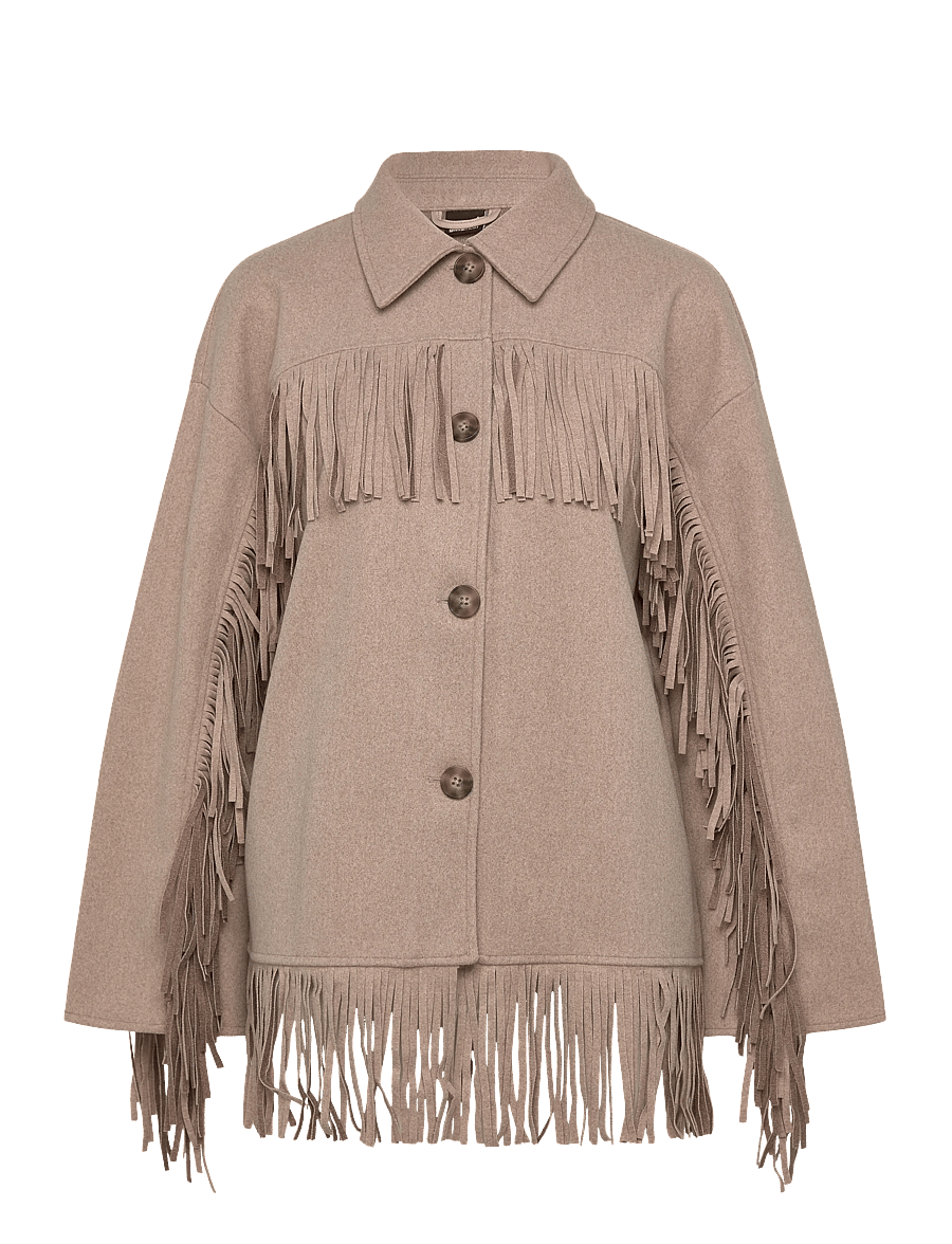 Gina Tricot - Fringe jacket - dunne jassen - beige melange (1186) - 1