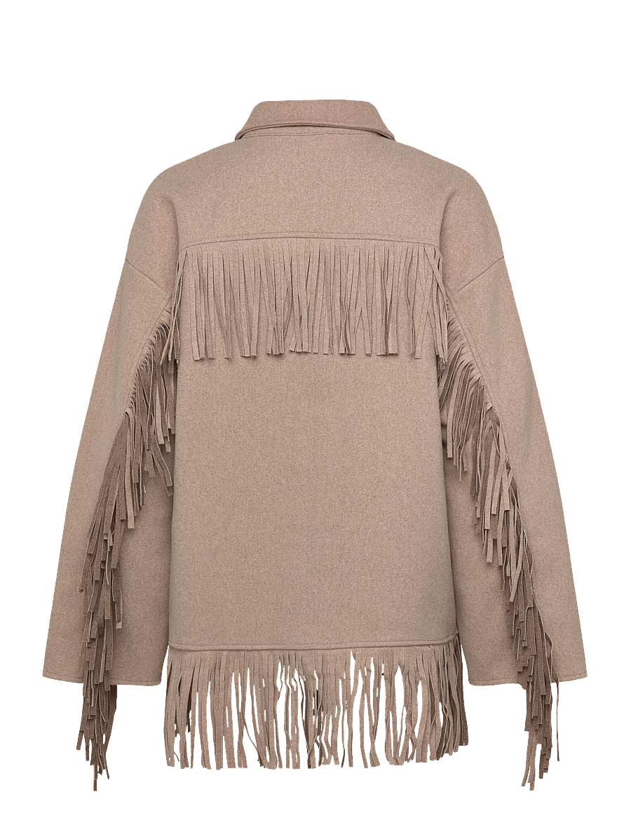 Gina Tricot - Fringe jacket - dunne jassen - beige melange (1186) - 2