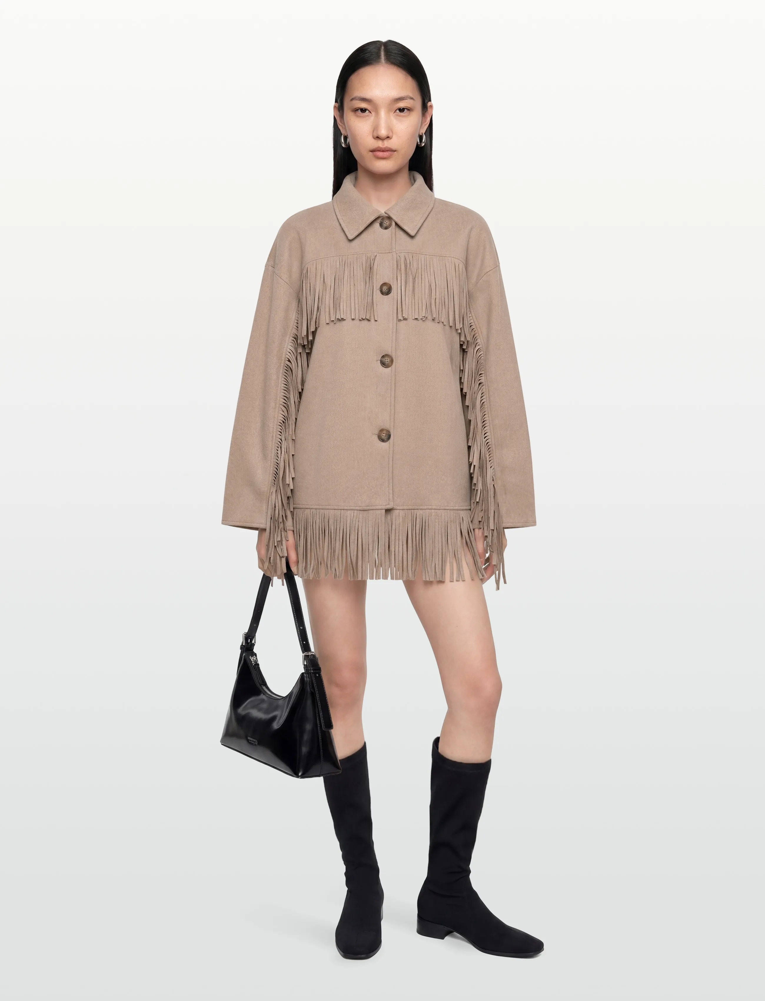 Gina Tricot Fringe jacket - Tunna jackor - BEIGE MELANGE (1186) / beige