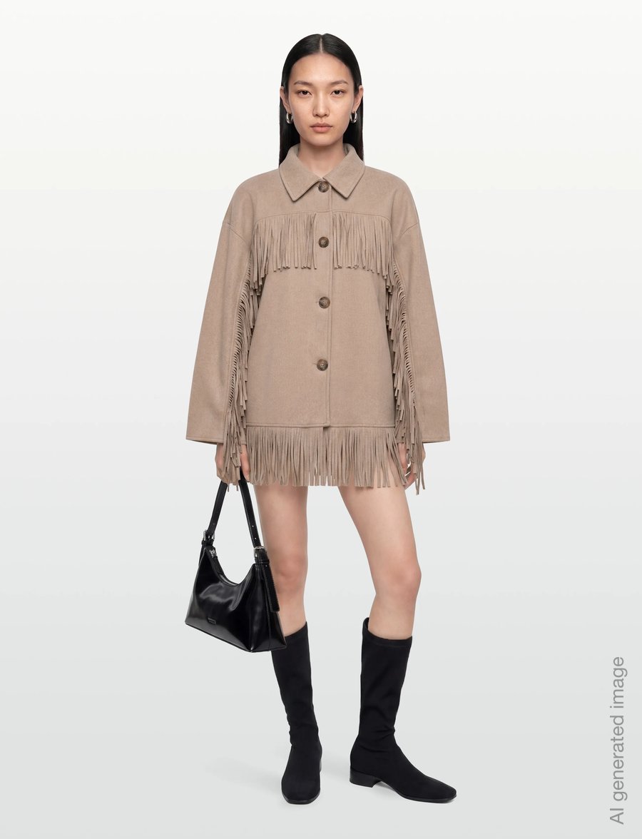 Gina Tricot - Fringe jacket - dunne jassen - beige melange (1186) - 0