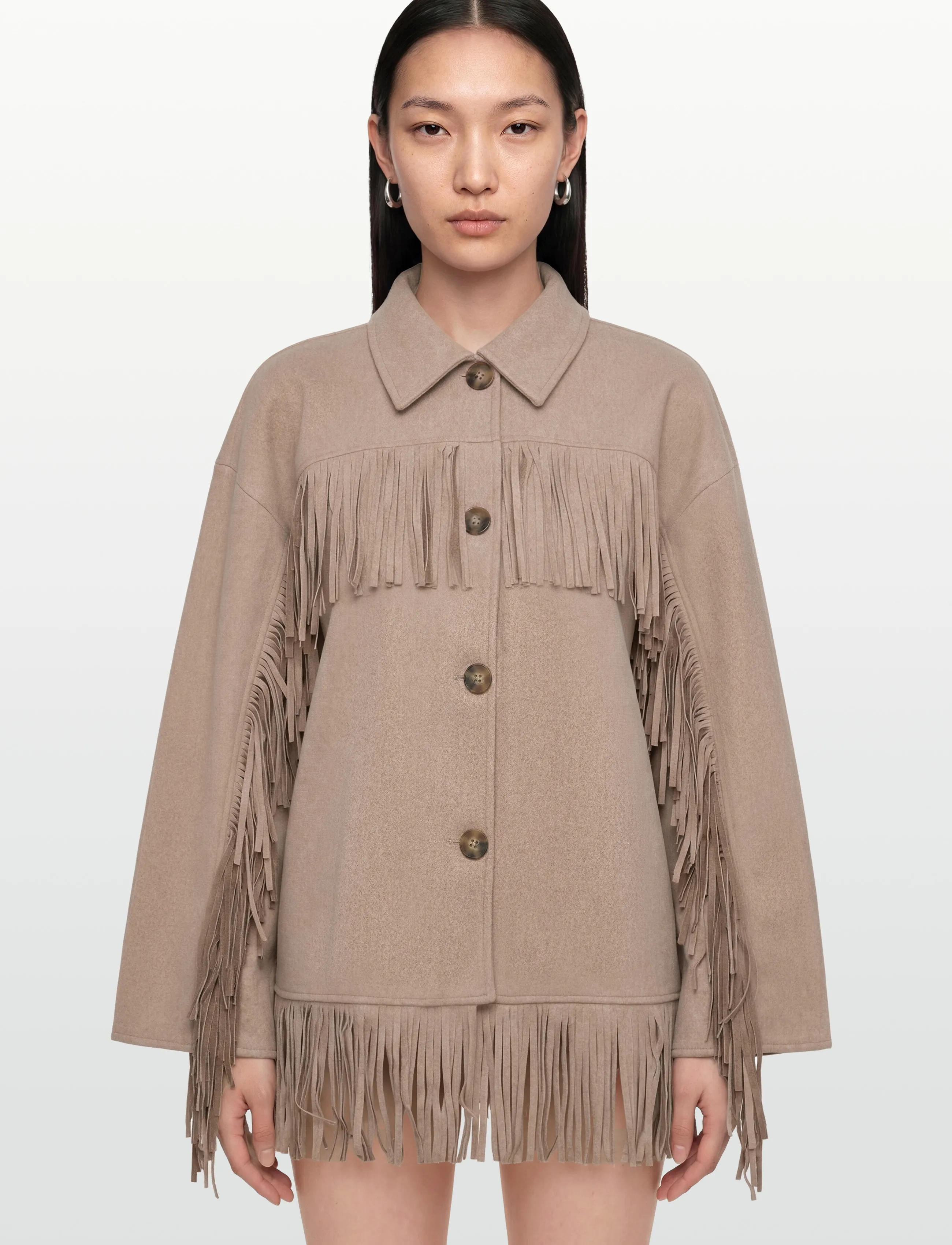 Gina Tricot - Fringe jacket - kevadjoped - beige melange (1186) - 3