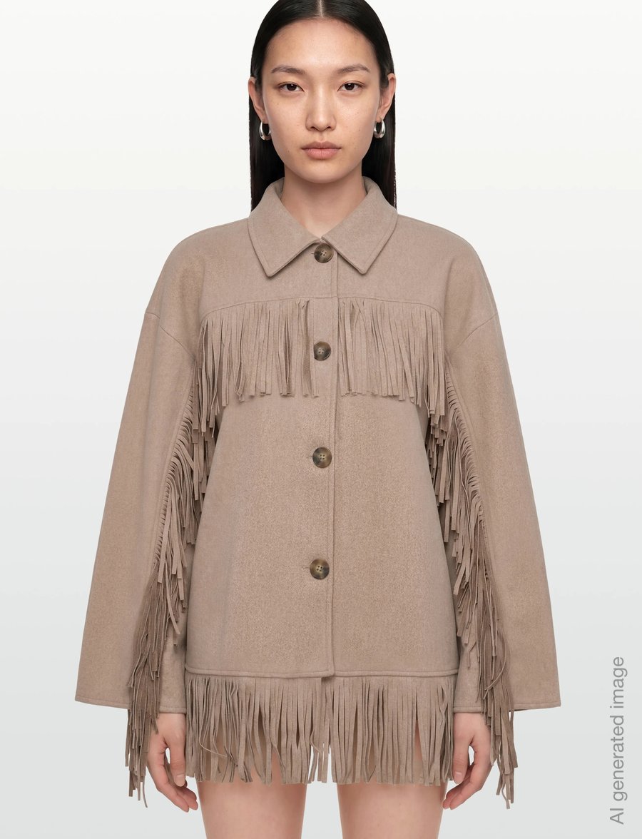 Gina Tricot - Fringe jacket - dunne jassen - beige melange (1186) - 3