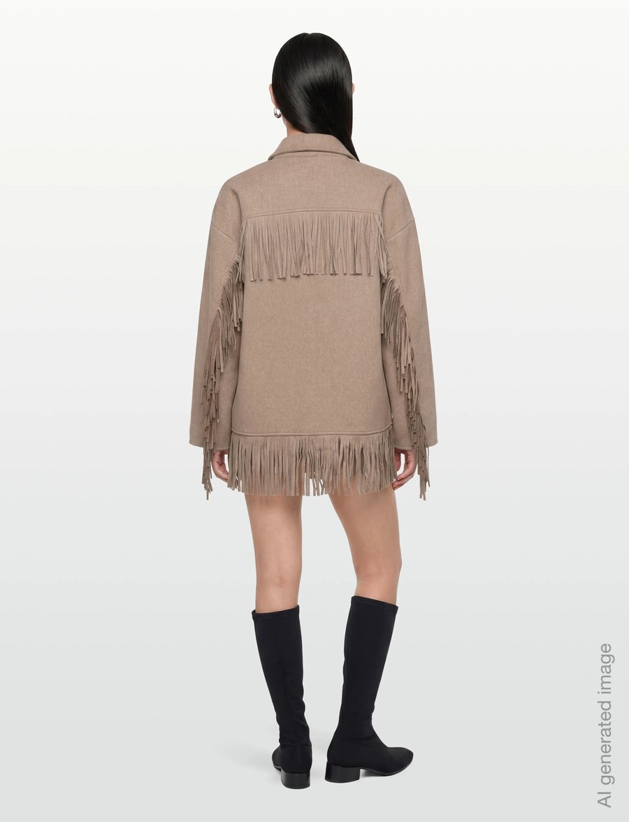 Gina Tricot - Fringe jacket - dunne jassen - beige melange (1186) - 4