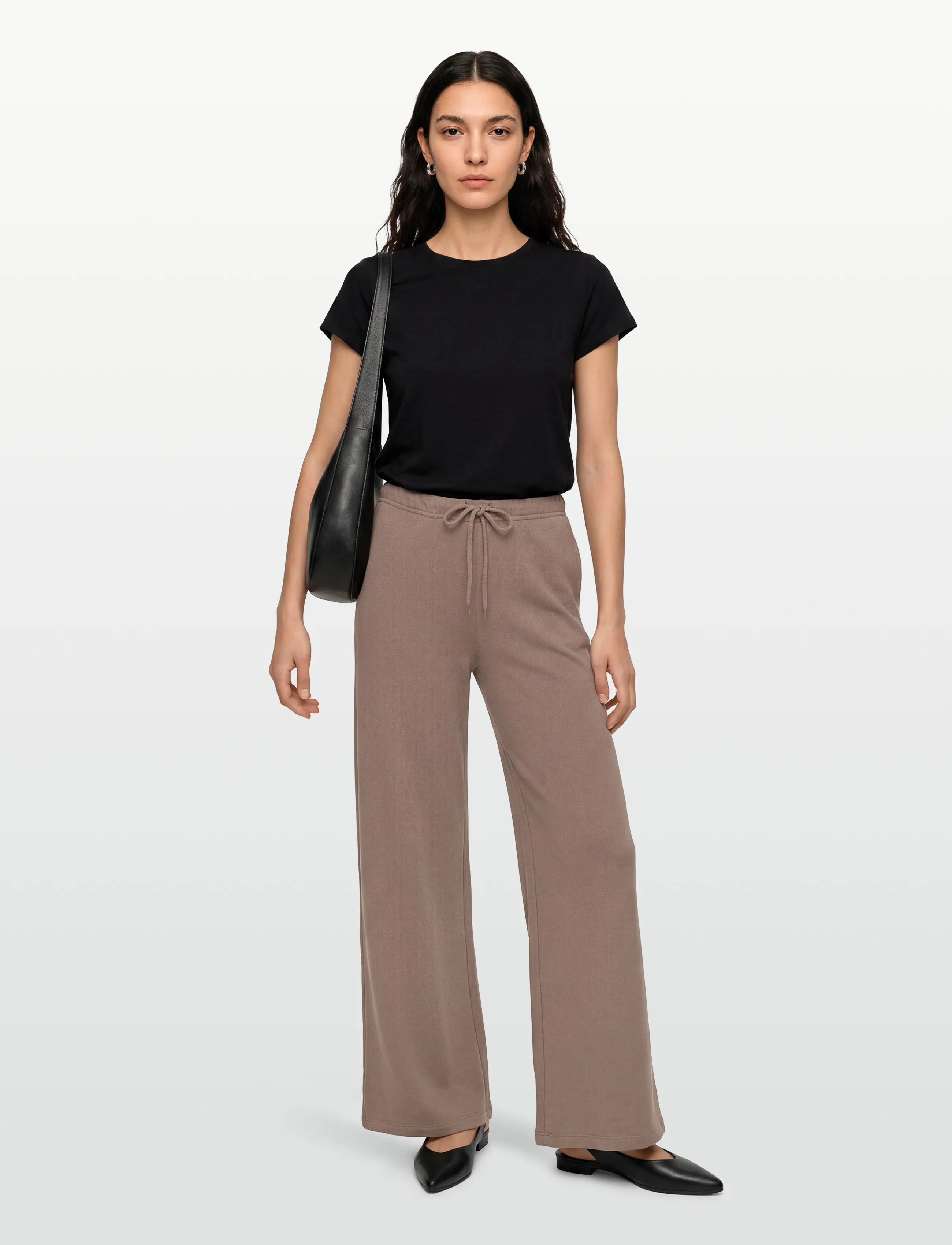 Gina Tricot Comfy Low Sweatpants, Kvinder, Wide Leg Sweatpants, Brun, Str: XS