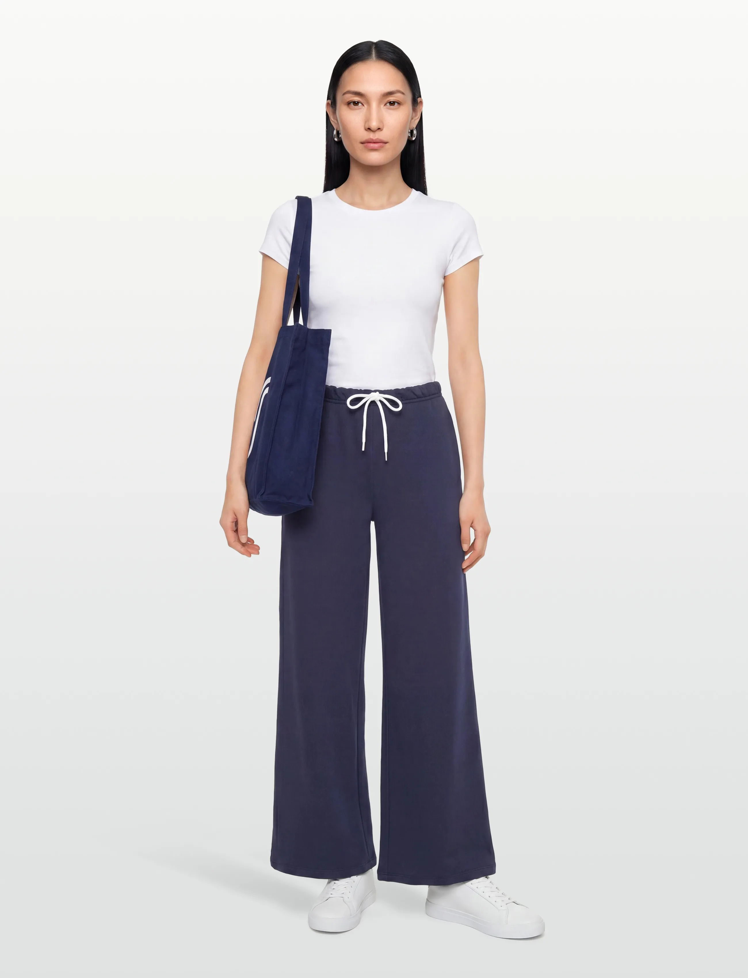 Gina Tricot Comfy Low Sweatpants, Kvinder, Wide Leg Sweatpants, Navy, Str: XS
