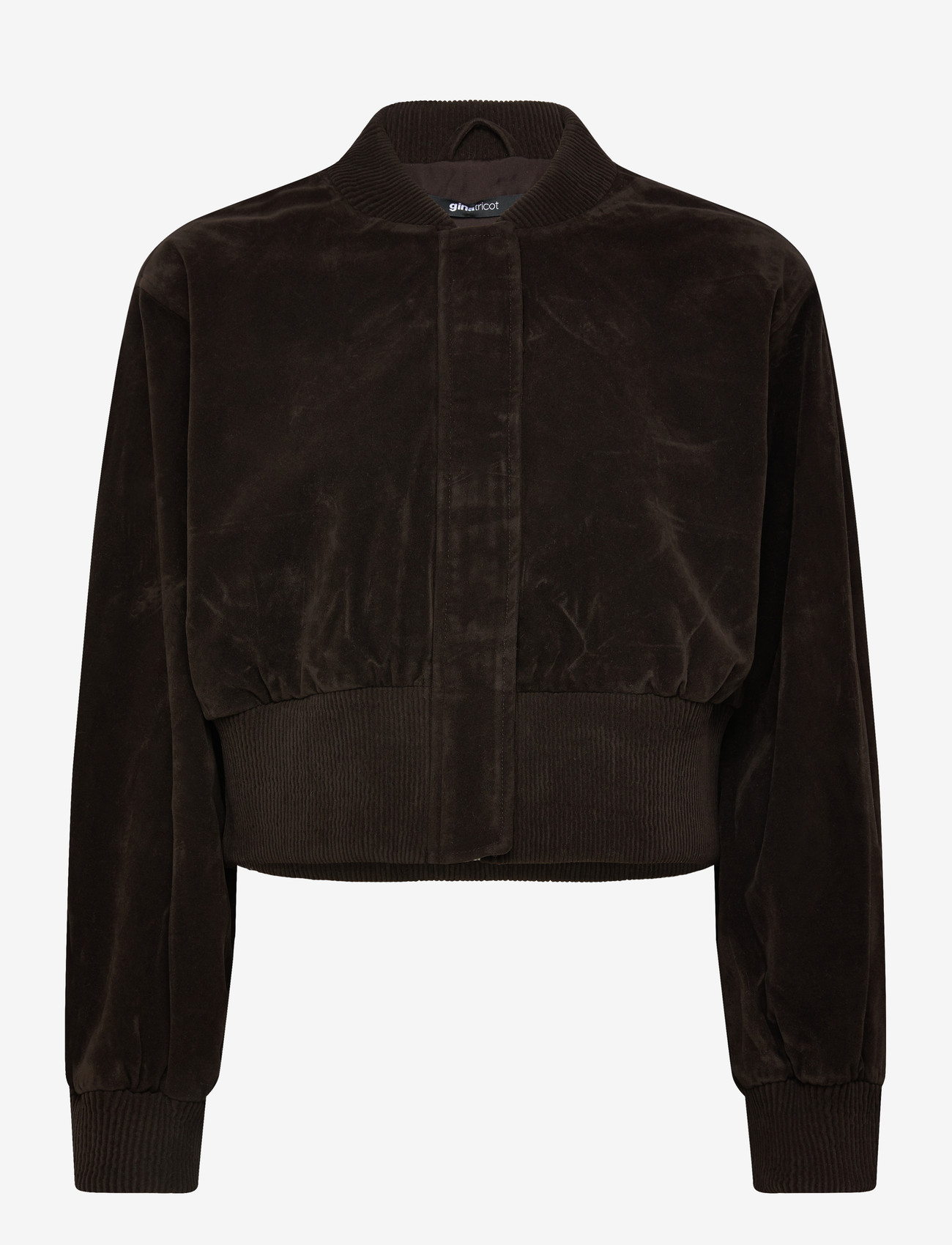 Gina Tricot - Faux suede short jacket - forårsjakker - dark brown (7180) - 0