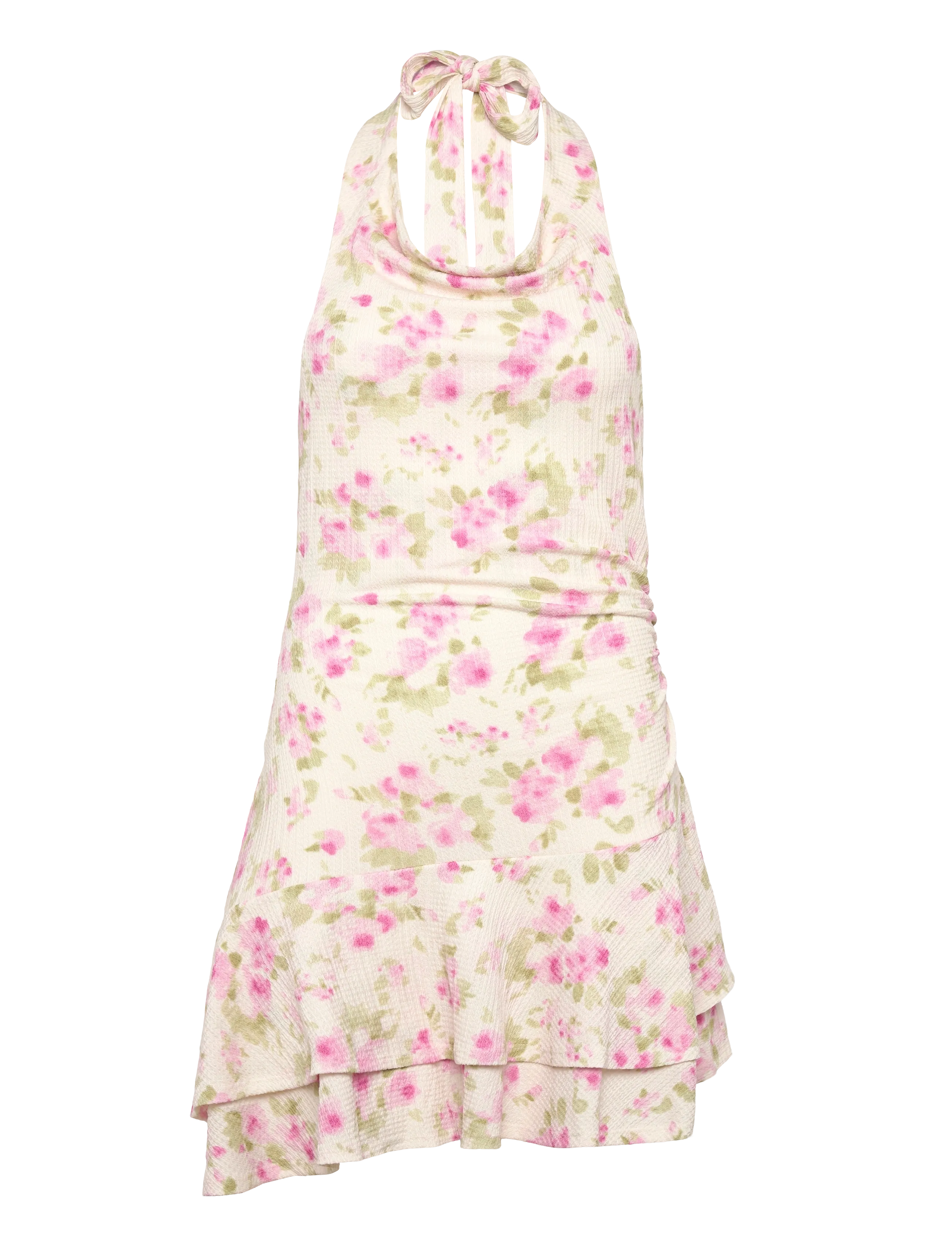 Gina Tricot Halterneck mini dress - Swedish brands - PINK FLOWER (3844) / cream