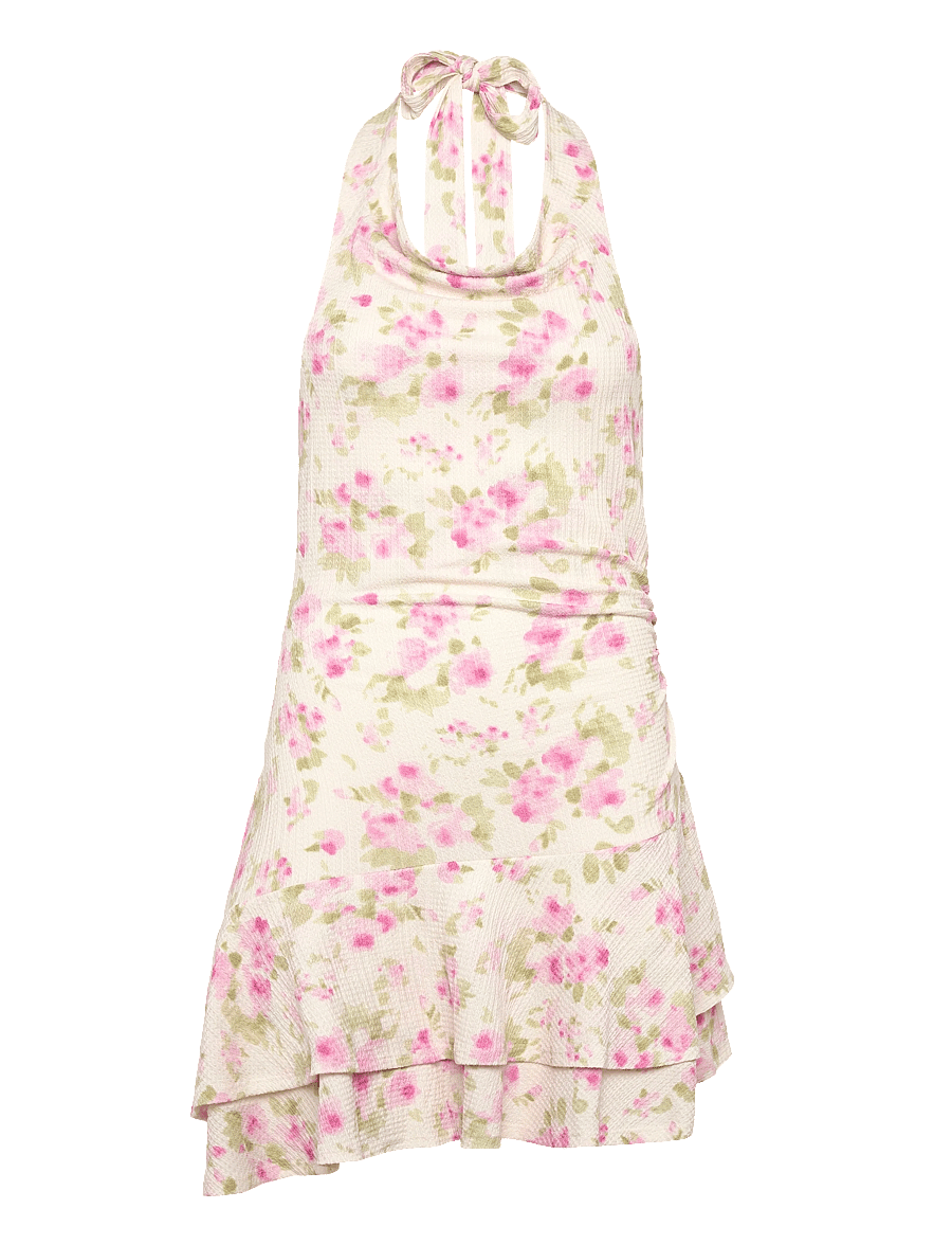 Gina Tricot - Halterneck mini dress - sommerkleider - pink flower (3844) - 1
