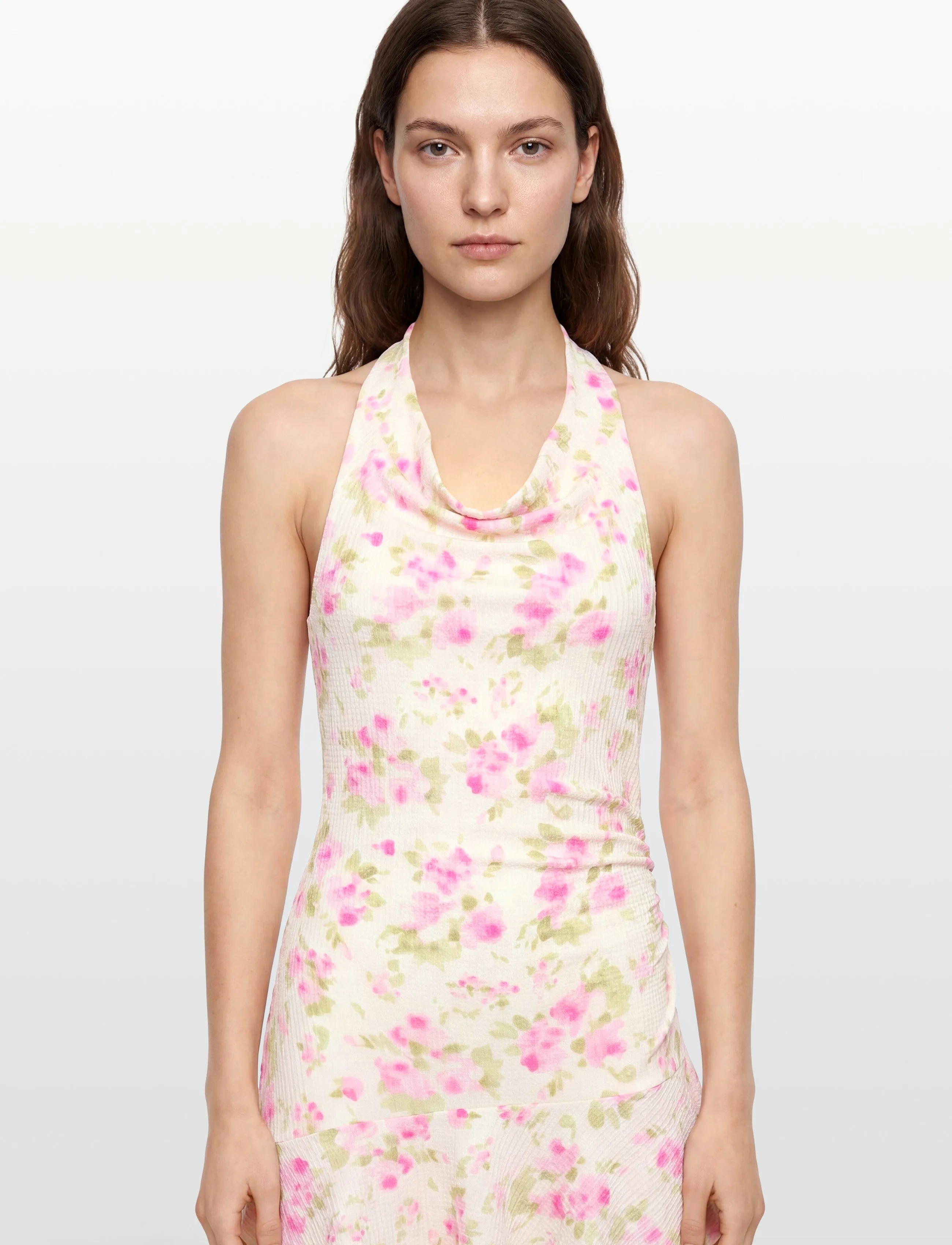 Gina Tricot - Halterneck mini dress - sommerkleider - pink flower (3844) - 3