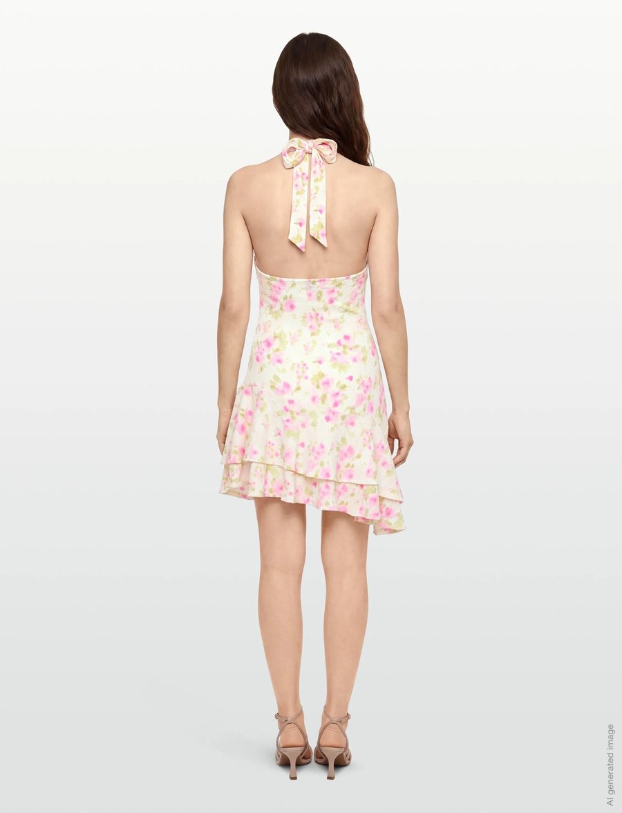 Gina Tricot - Halterneck mini dress - sommerkleider - pink flower (3844) - 4