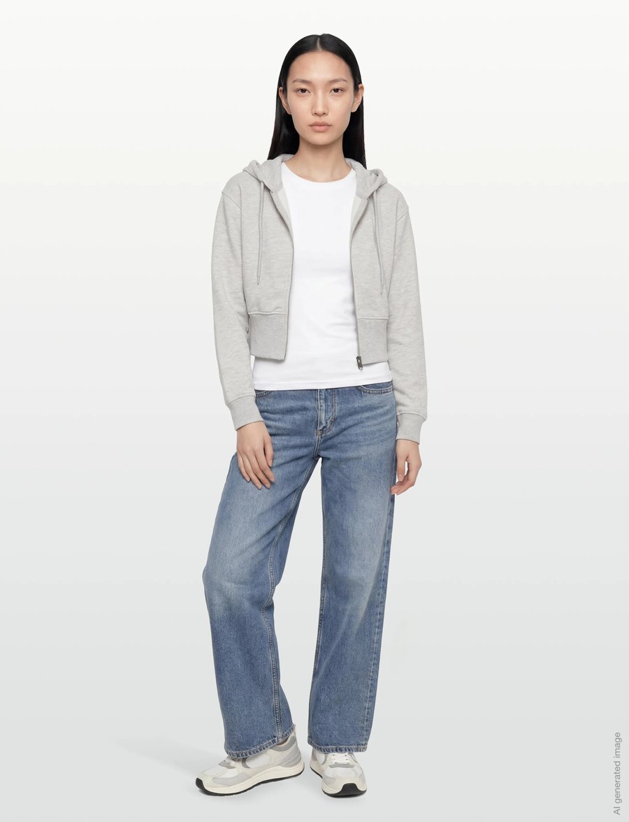 Gina Tricot - Slim fit zip hoodie - kapuzenpullover - lt grey melange - 0