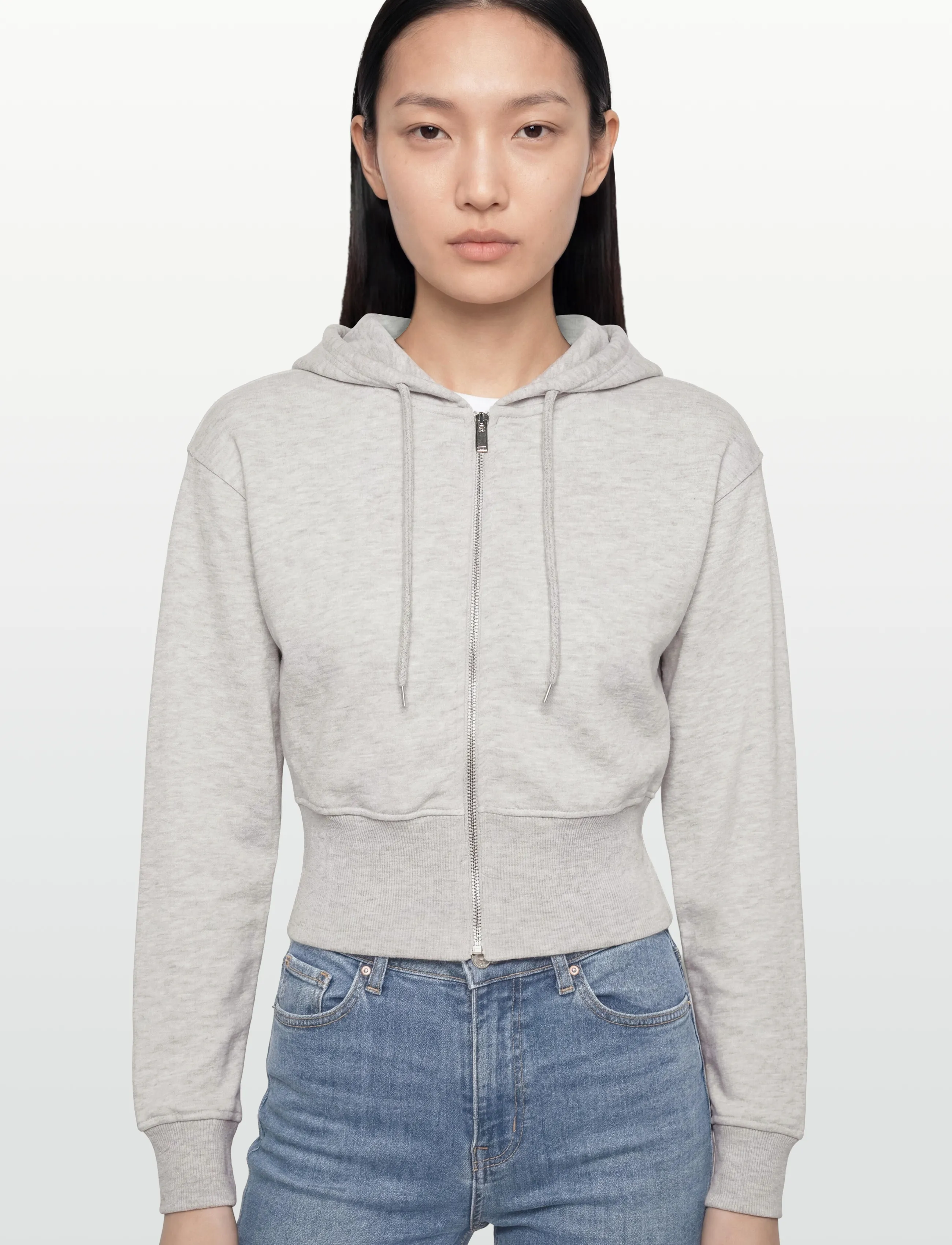 Gina Tricot - Slim fit zip hoodie - hoodies - lt grey melange - 3