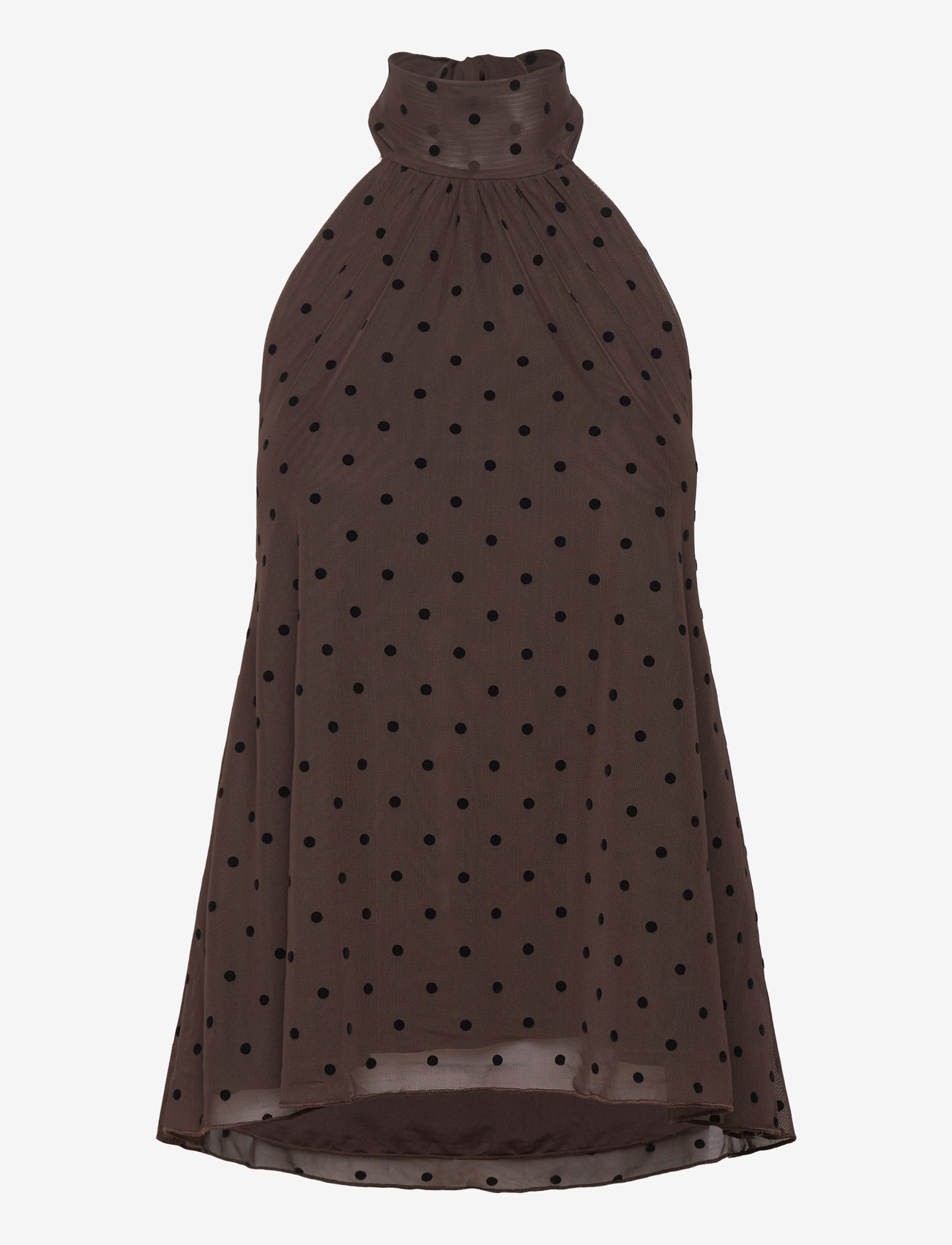 Gina Tricot - Halterneck top - Ärmlösa blusar - brown dot aop (7963) - 0