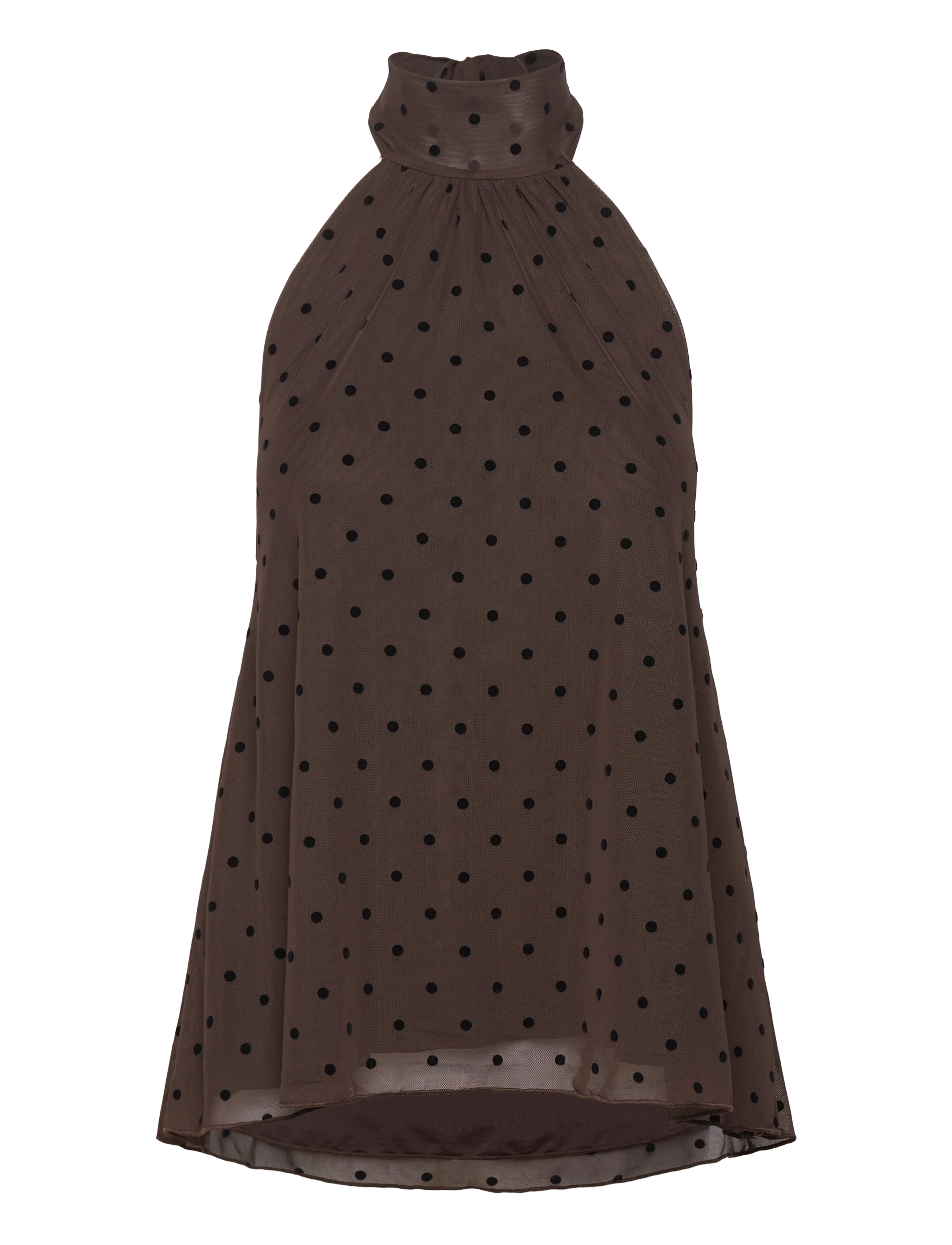 Gina Tricot - Halterneck top - Ærmeløse bluser - brown dot aop (7963) - 0