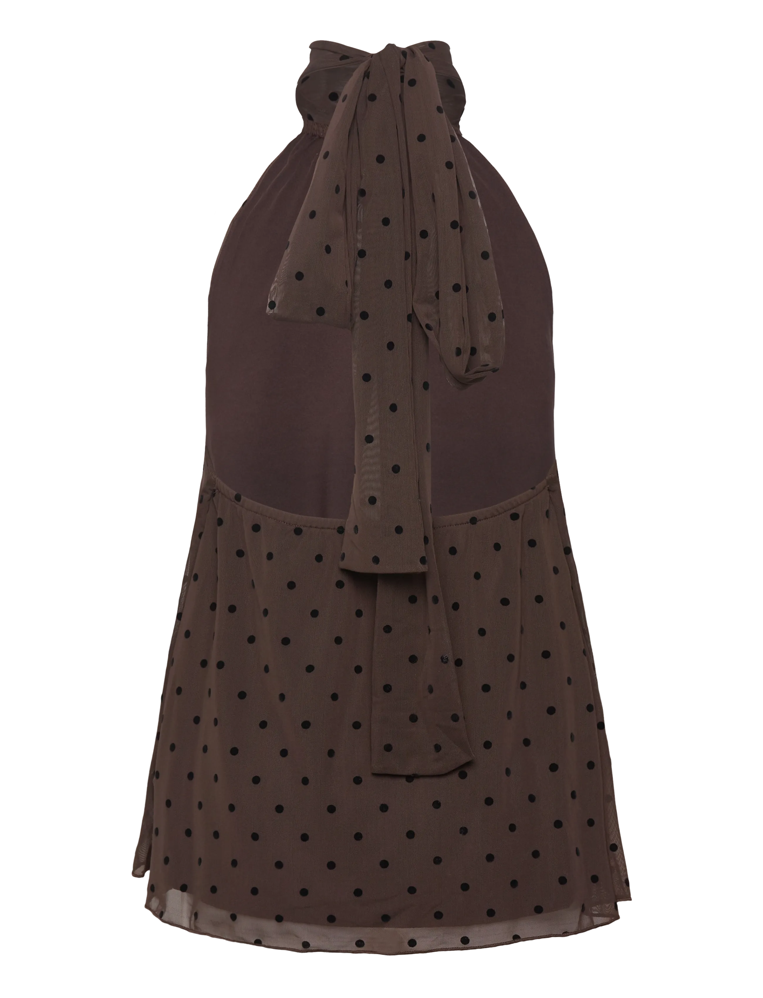 Gina Tricot - Halterneck top - brown dot aop (7963) - 1