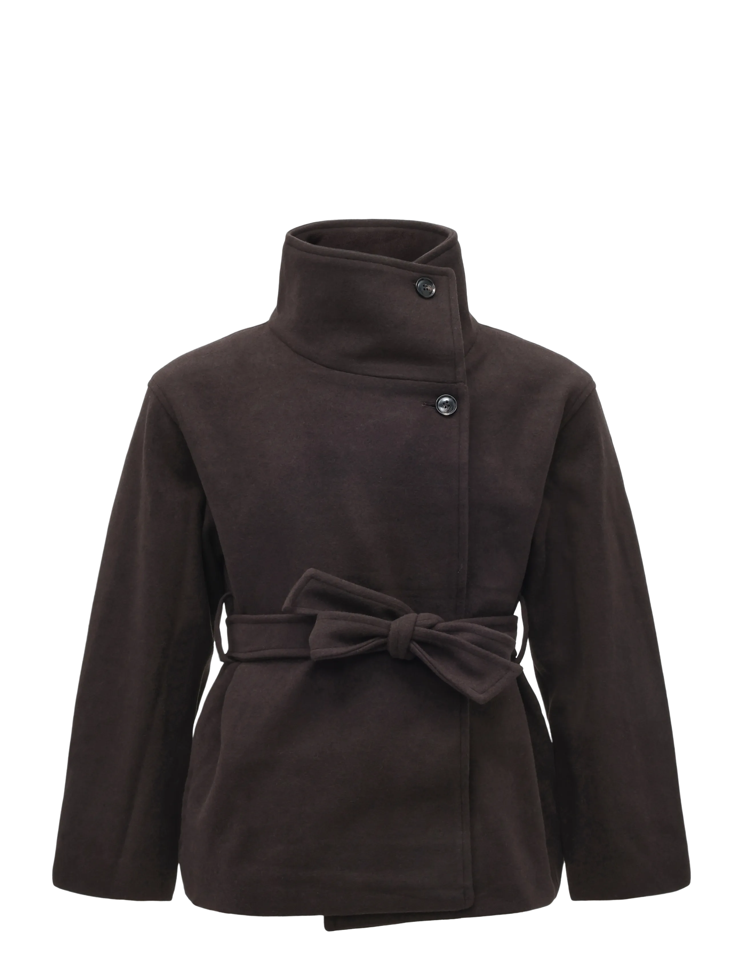 Gina Tricot High neck wool blend jacket - Transitional Layering - DARK BROWN (7180) / brown