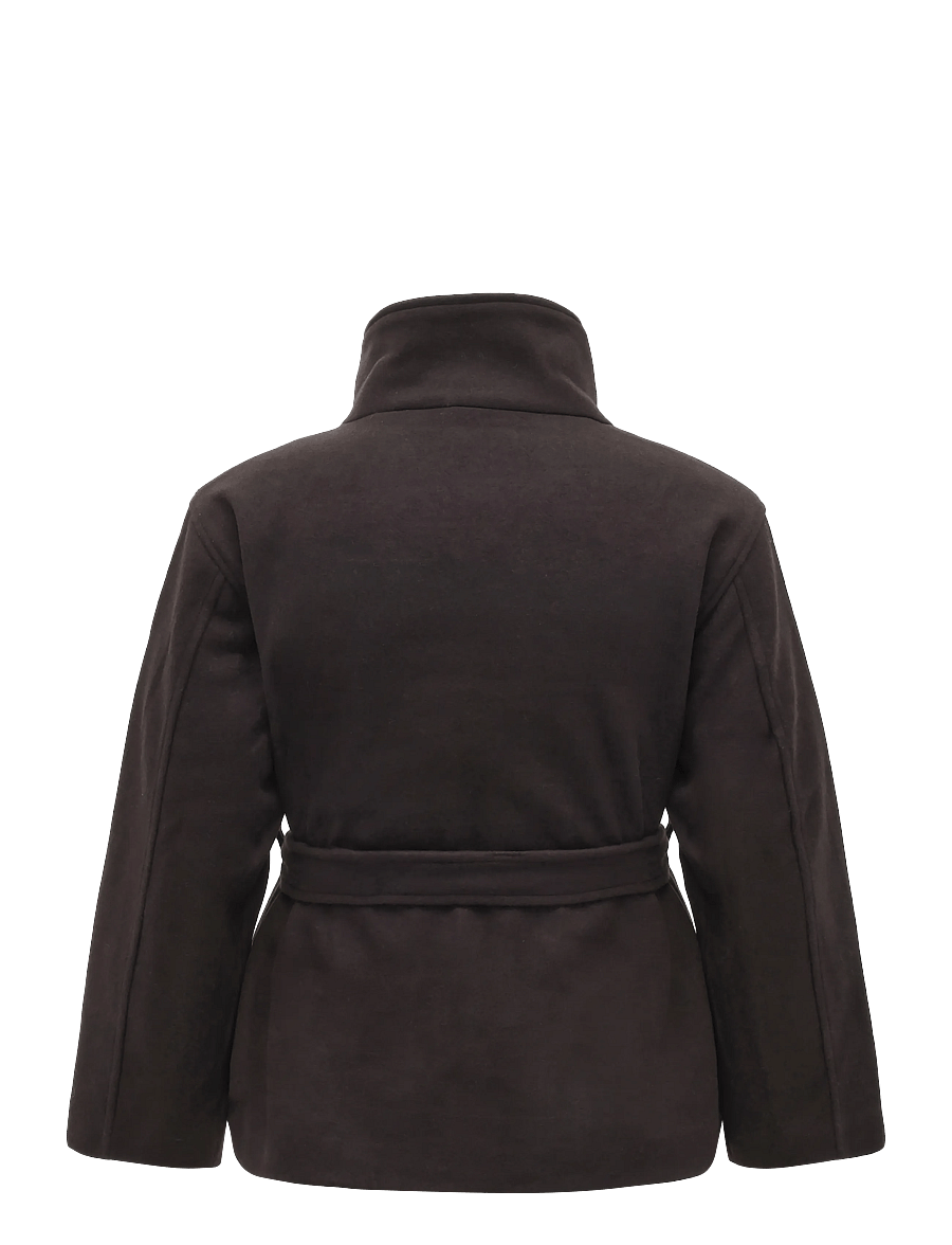 Gina Tricot - High neck wool blend jacket - uldjakker - dark brown (7180) - 1
