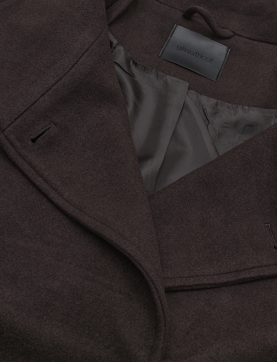 Gina Tricot - High neck wool blend jacket - uldjakker - dark brown (7180) - 2