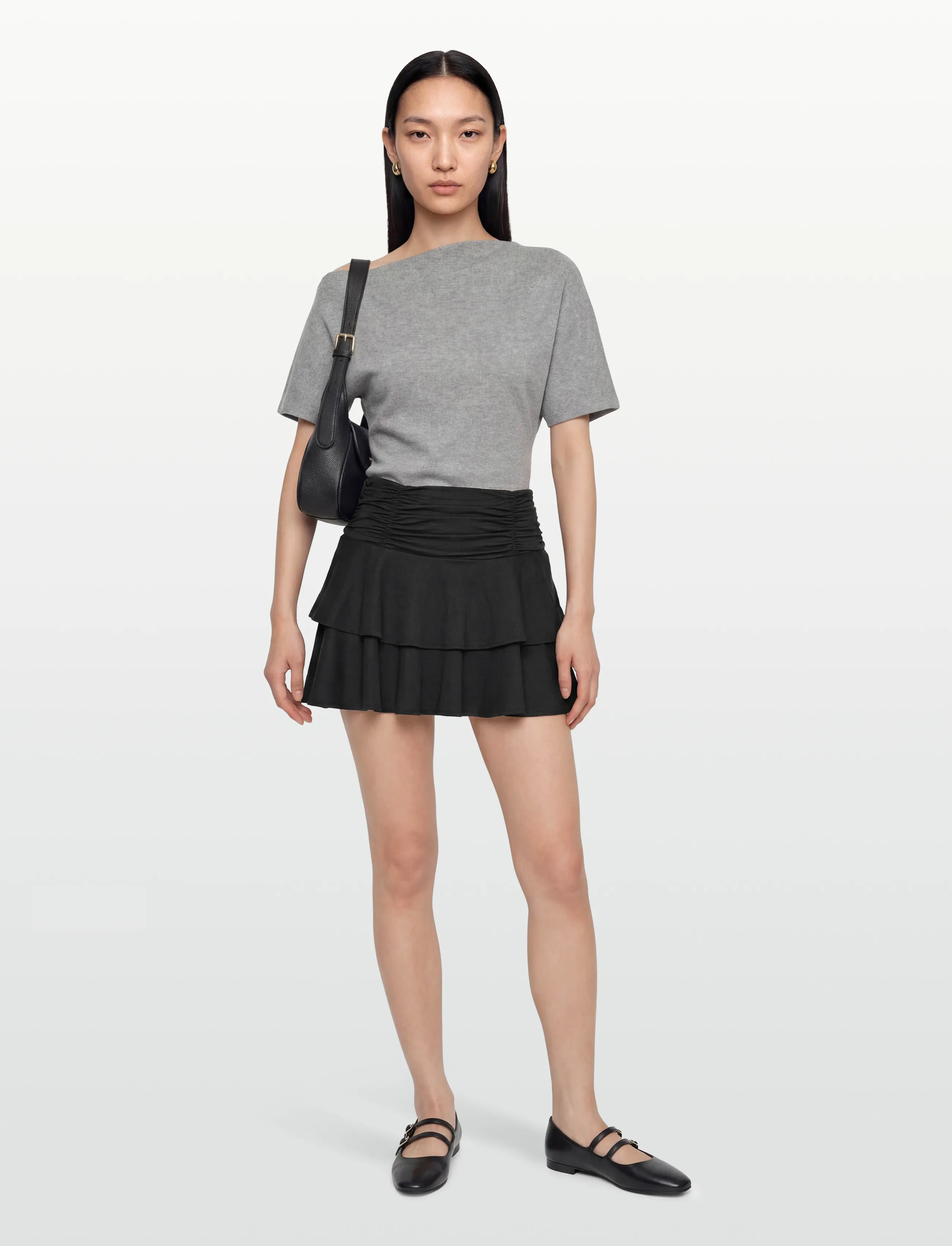 Gina Tricot Mini Frill Skirt, S, Röcke, Schwarz - Short Frauen