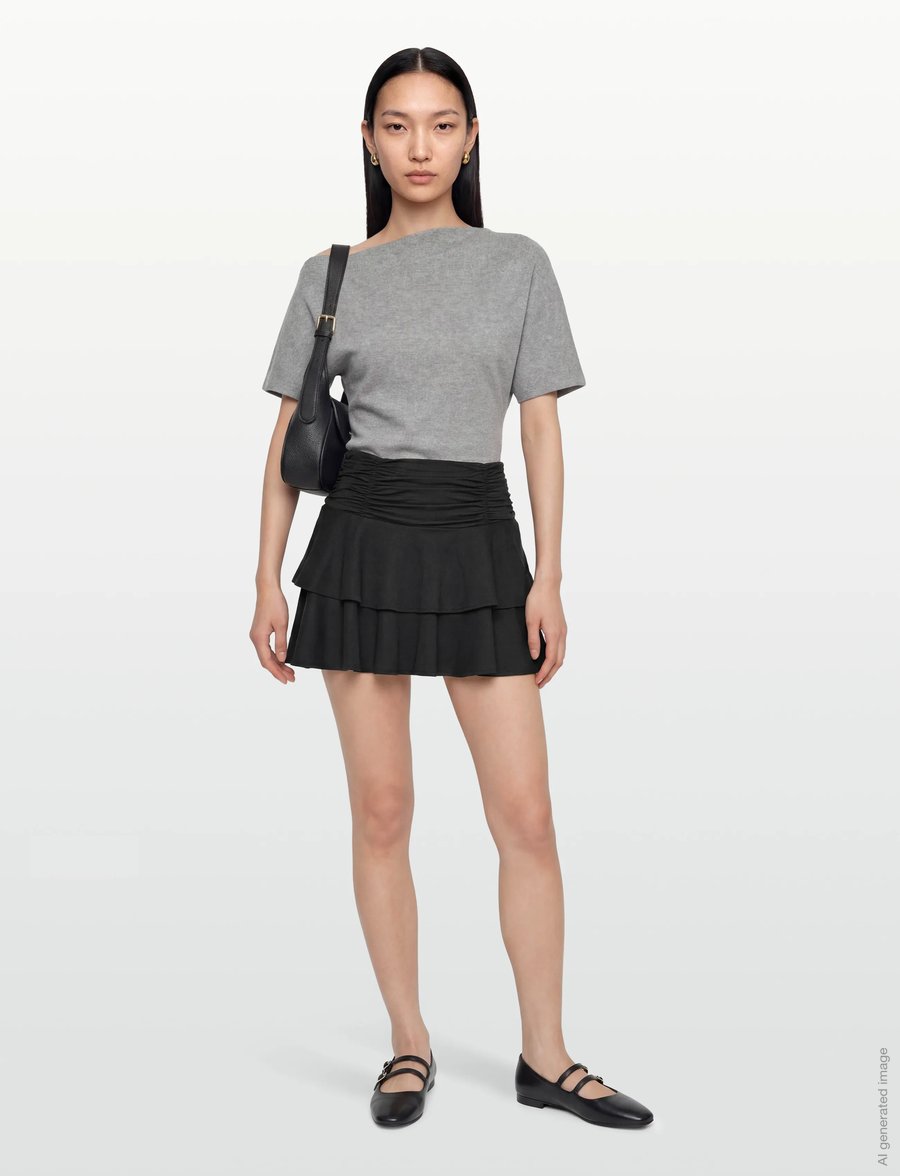 Gina Tricot - Mini frill skirt - kurze röcke - black (9000) - 0