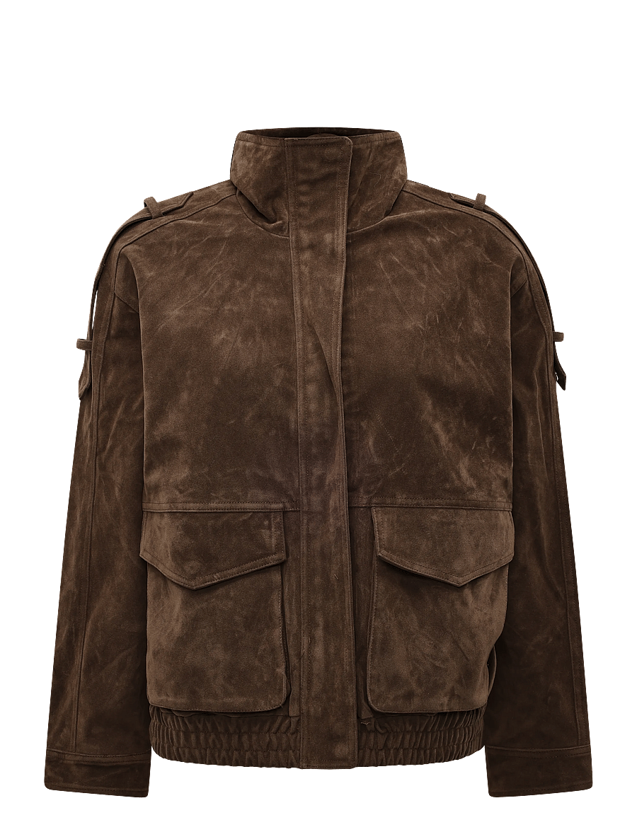 Gina Tricot - Faux suede high neck jacket - utility-jakker - deep taupe (7237) - 0