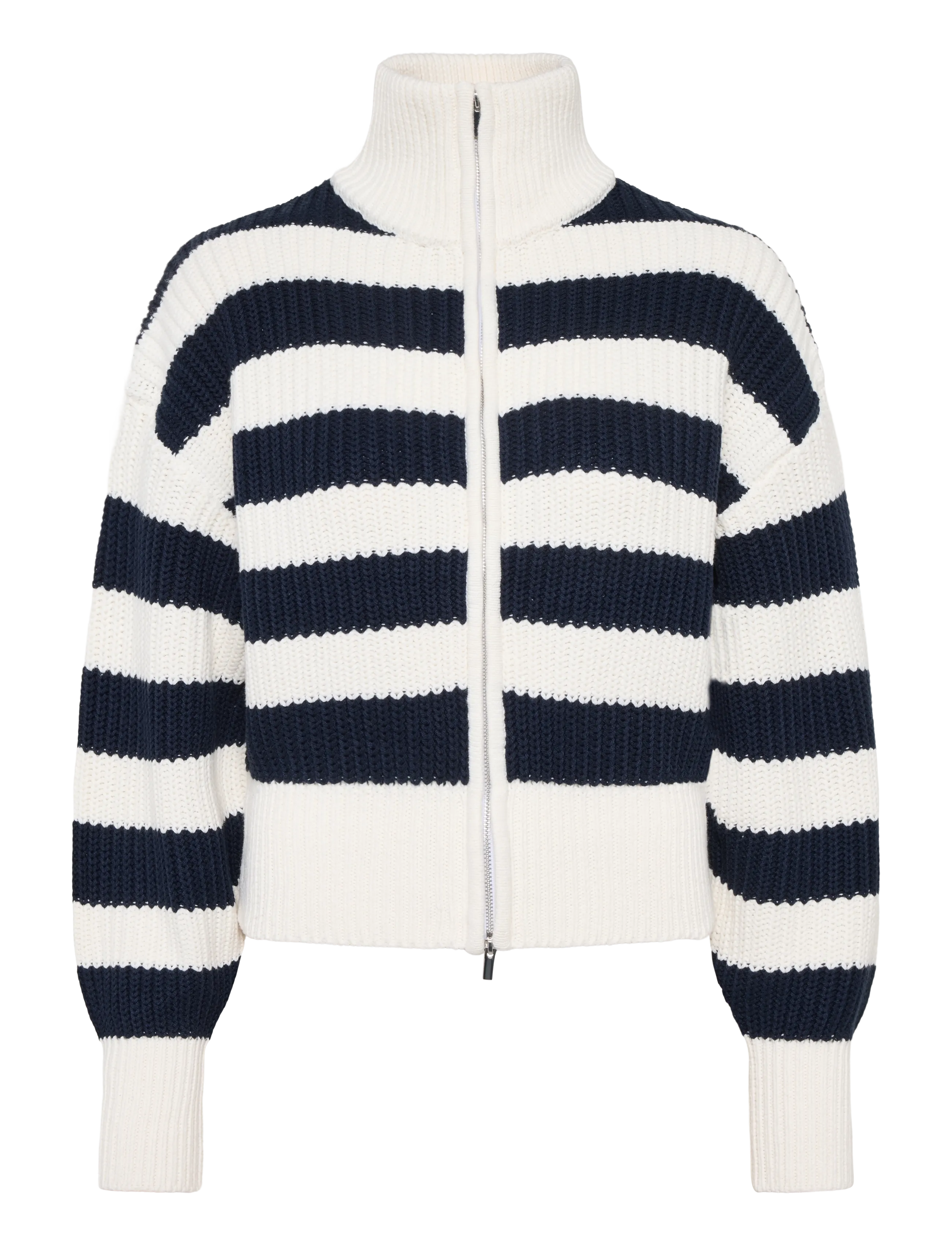 Gina Tricot Knitted zip cardigan - Kudumid - NAVY/STRIPE / cream