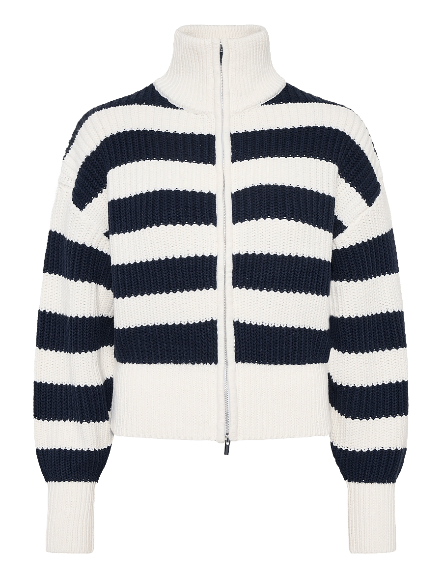 Gina Tricot - Knitted zip cardigan - navy/stripe - 1