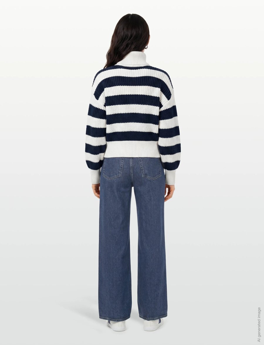 Gina Tricot - Knitted zip cardigan - navy/stripe - 4