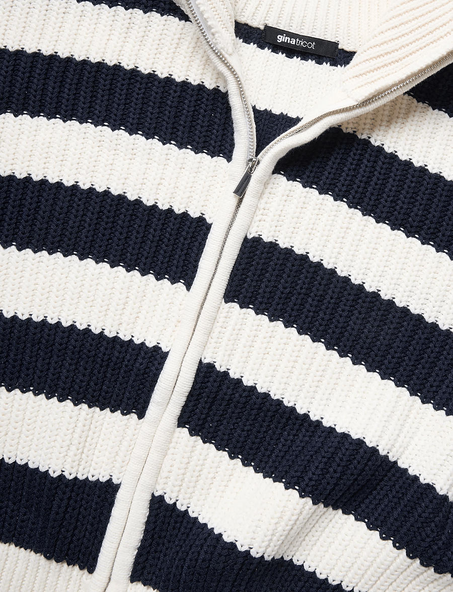 Gina Tricot - Knitted zip cardigan - navy/stripe - 5
