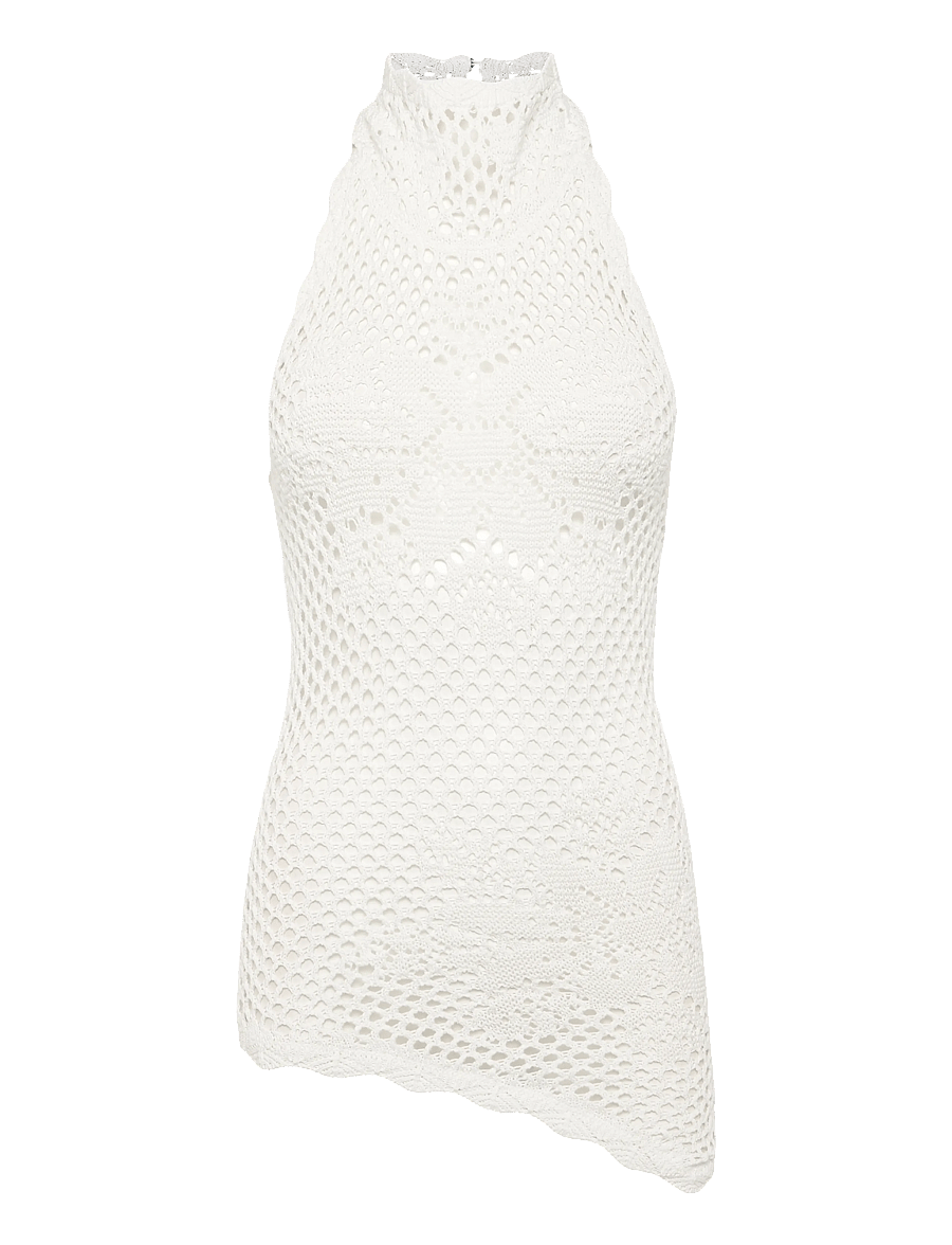 Gina Tricot - Halterneck knitted singlet - tanktops - offwhite - 0