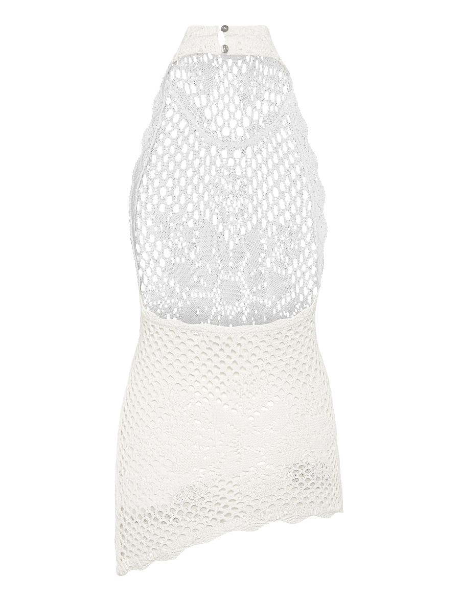 Gina Tricot - Halterneck knitted singlet - tanktops - offwhite - 1
