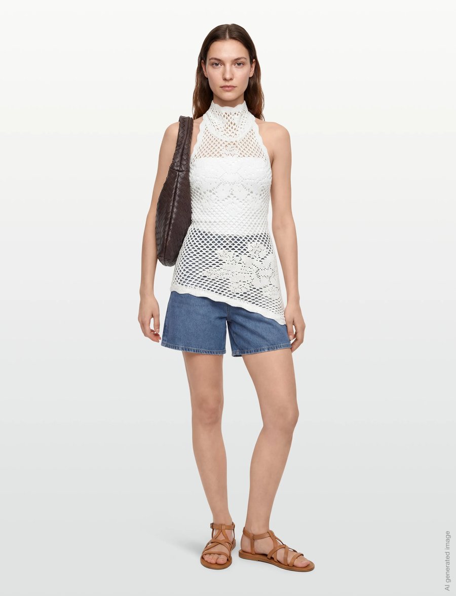 Gina Tricot - Halterneck knitted singlet - linnen - offwhite - 0