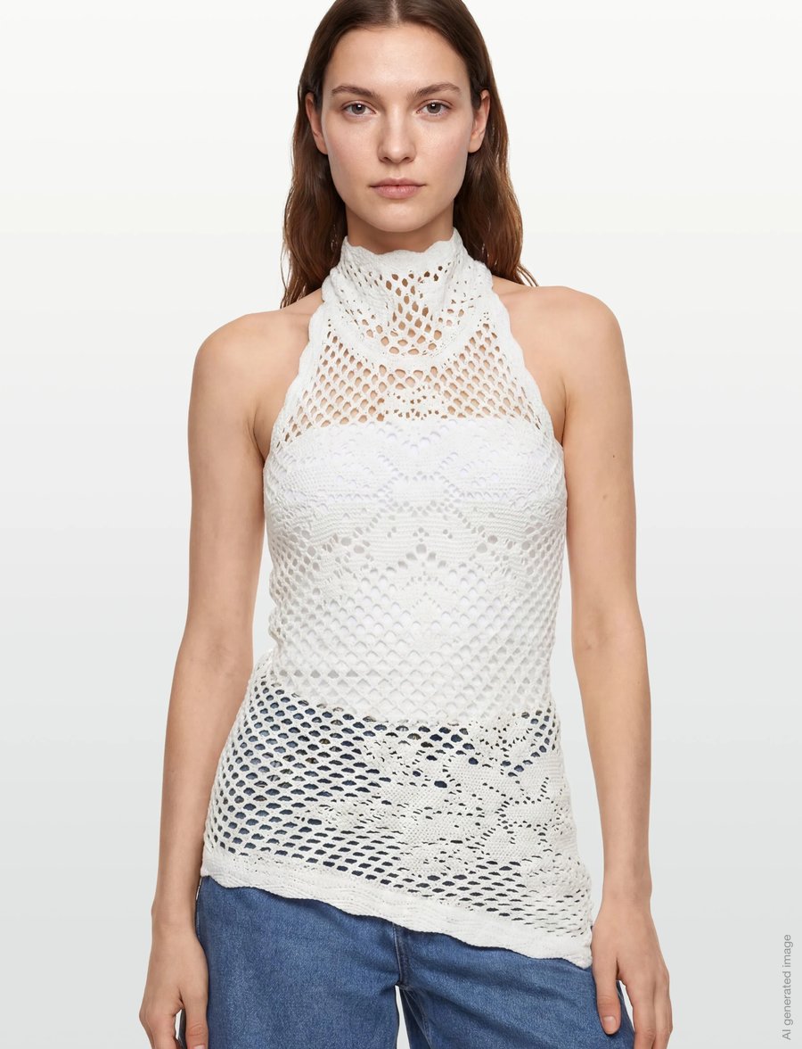 Gina Tricot - Halterneck knitted singlet - linnen - offwhite - 3