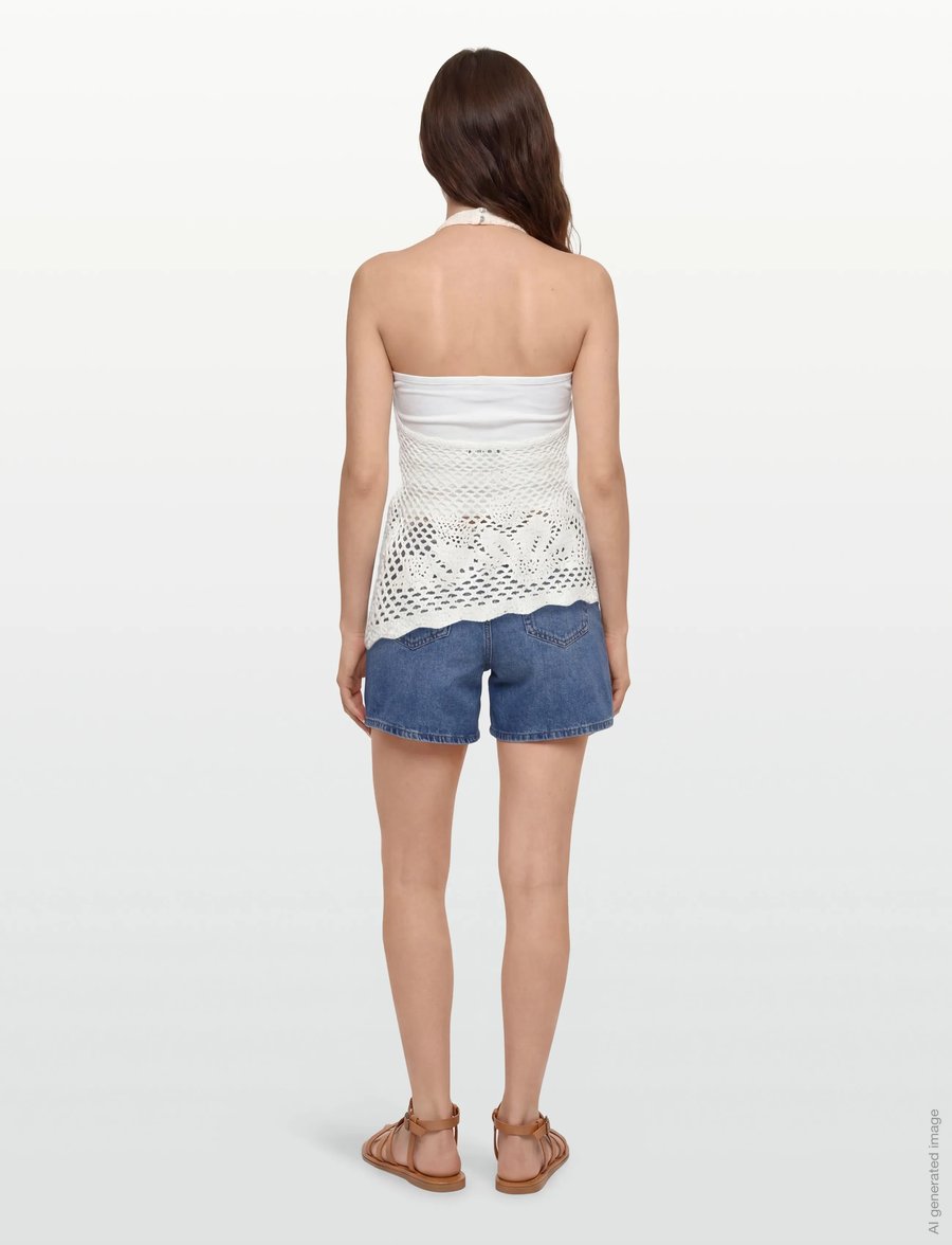 Gina Tricot - Halterneck knitted singlet - linnen - offwhite - 4