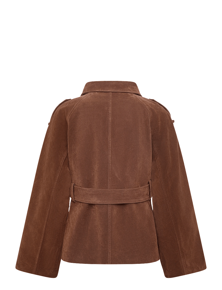 Gina Tricot - Faux suede trench jacket - trench coats - chocolate brown (7085) - 1