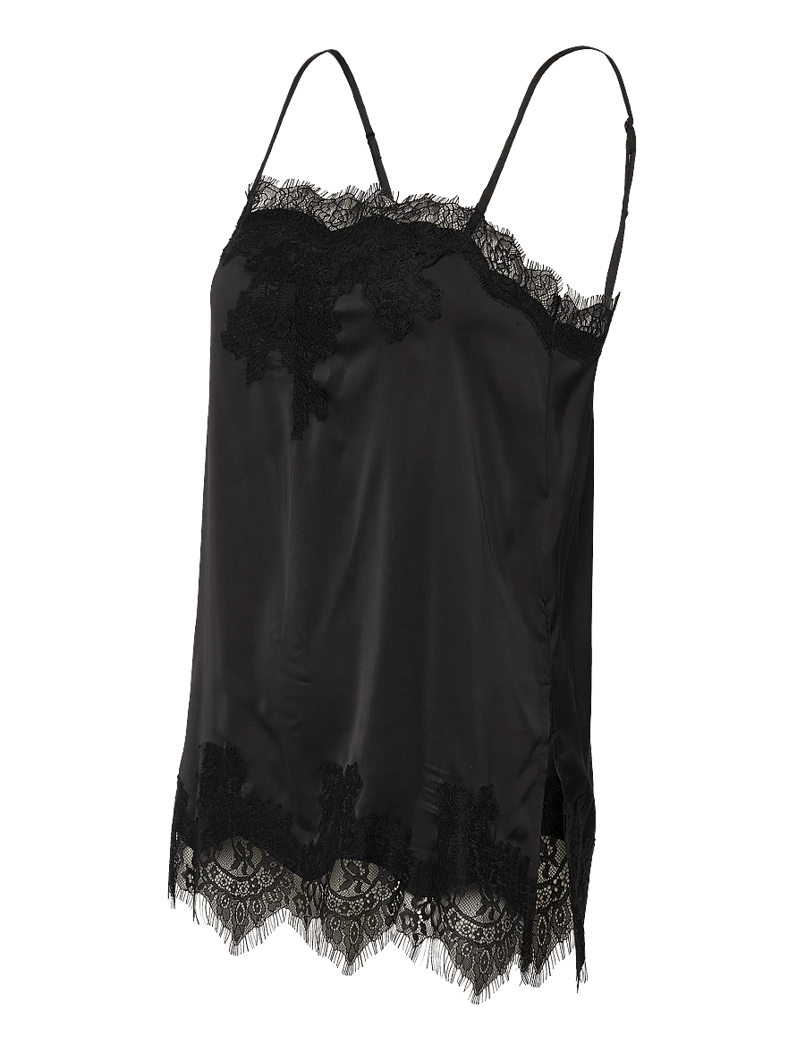 Gina Tricot - Lace singlet - tanktops - black (9000) - 1