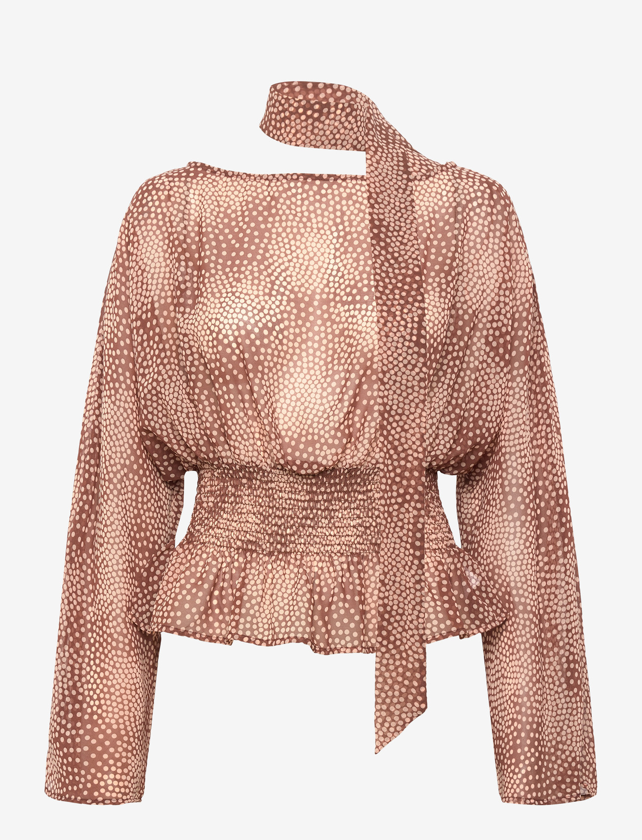 Gina Tricot - Scarf blouse - langærmede bluser - light brown dot (7015) - 1