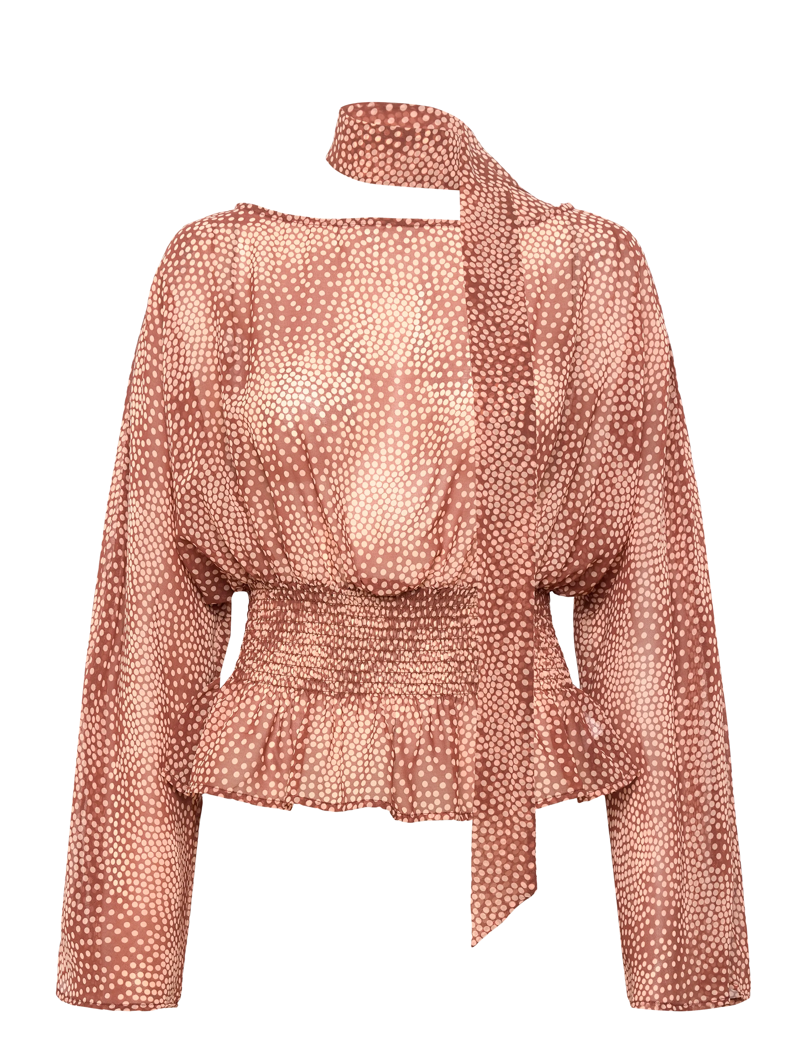 Gina Tricot - Scarf blouse - pikkade varrukatega pluusid - light brown dot (7015) - 1