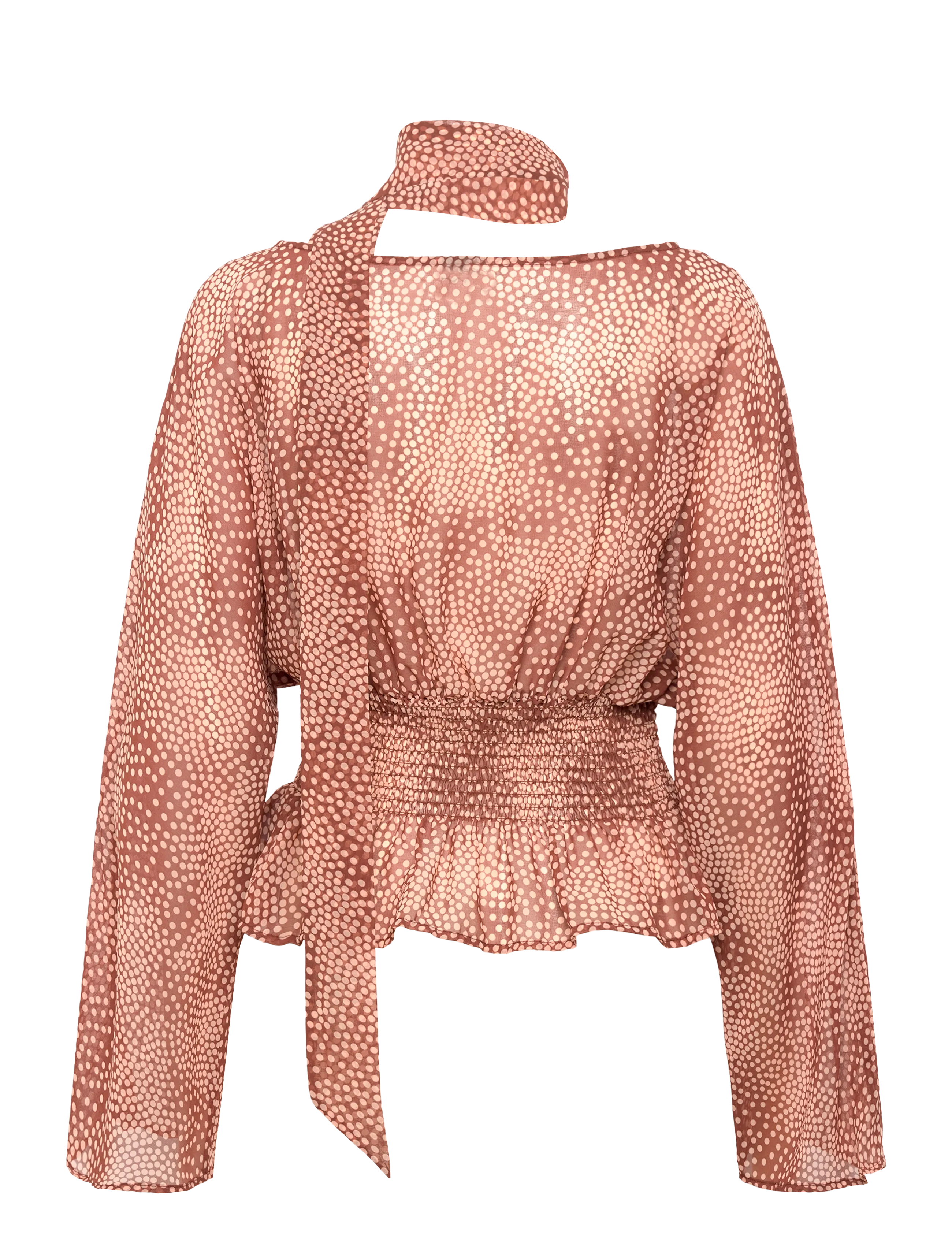 Gina Tricot - Scarf blouse - pikkade varrukatega pluusid - light brown dot (7015) - 2