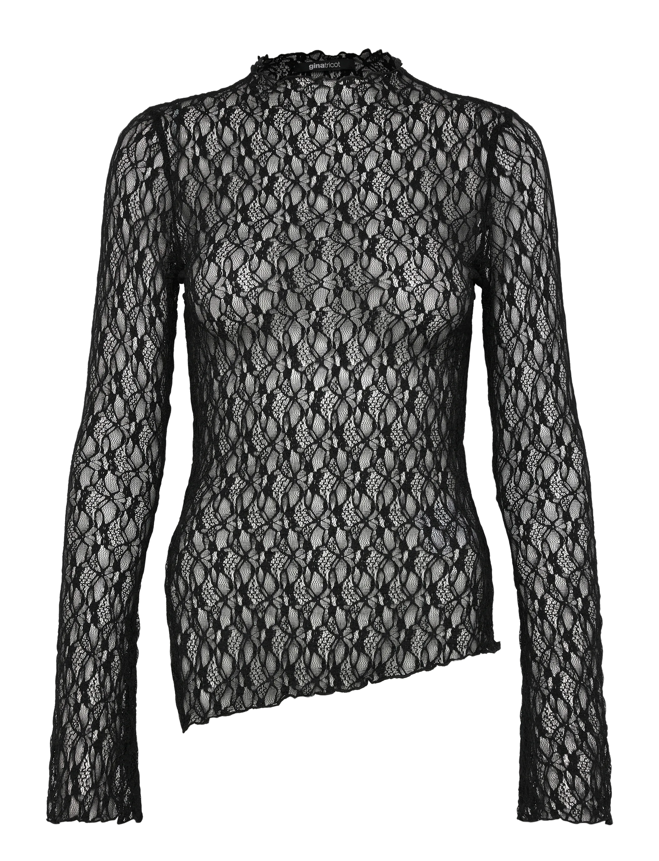 Gina Tricot Asymmetric lace top - Gina Tricot - BLACK (9000) / black