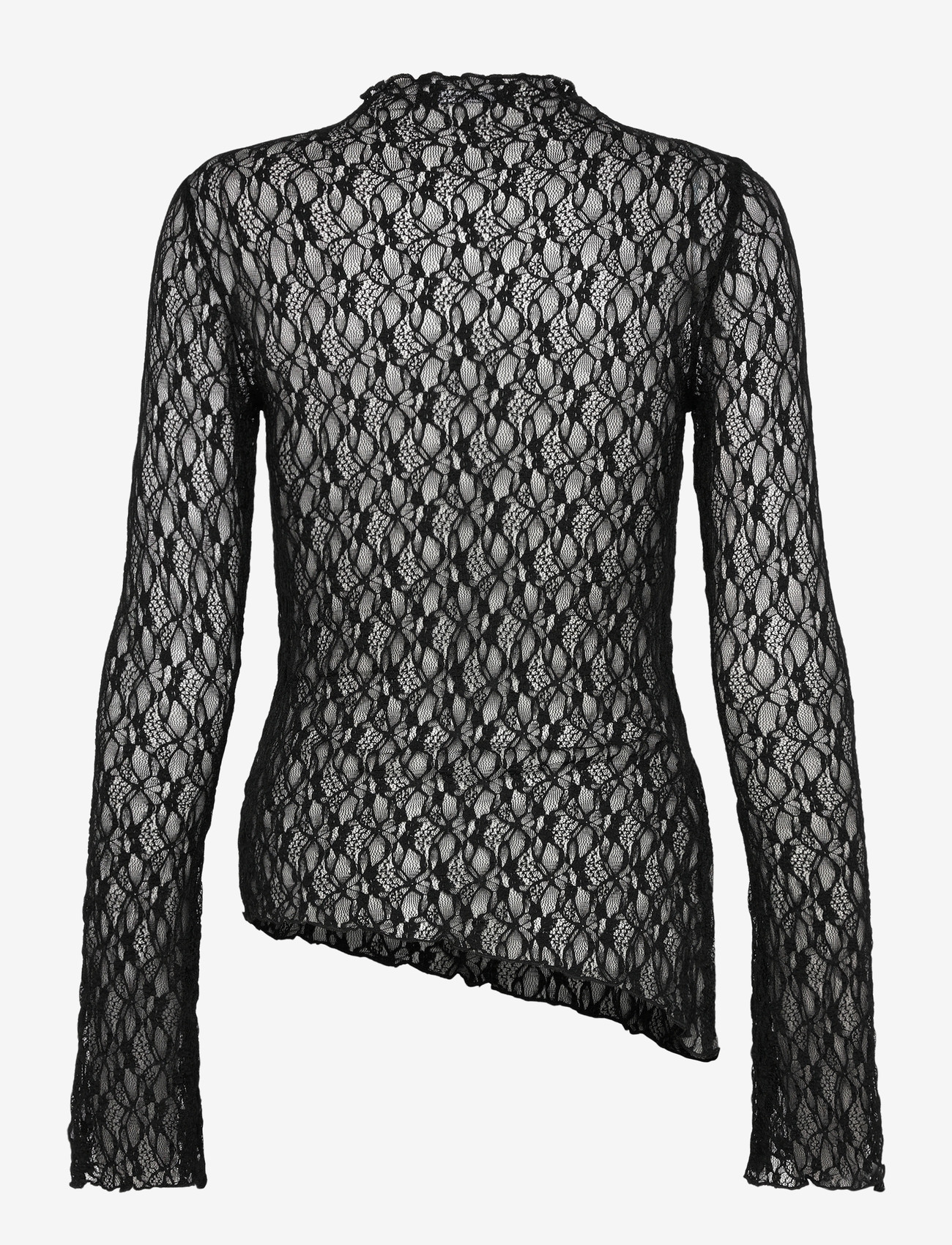 Gina Tricot - Asymmetric lace top - pitkähihaiset paidat - black (9000) - 2