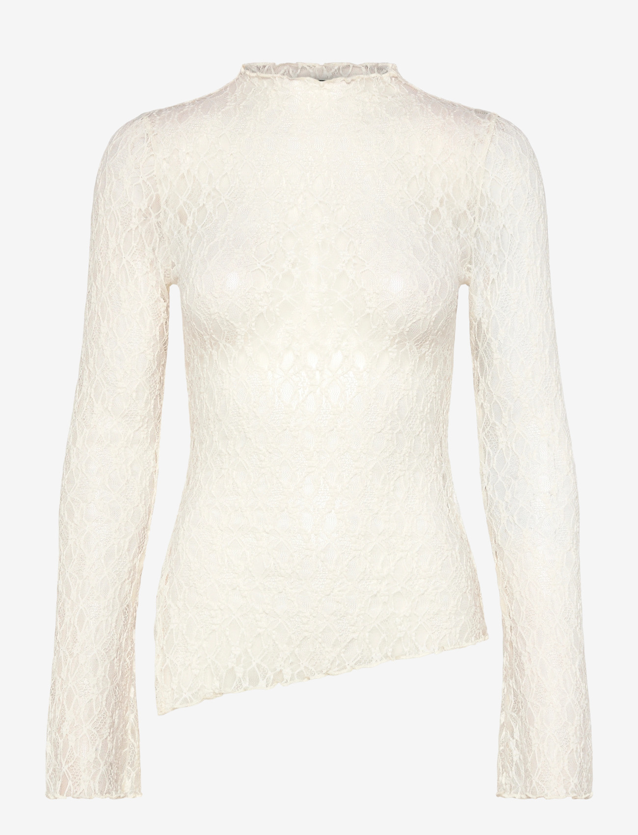Gina Tricot - Asymmetric lace top - langærmede toppe - offwhite (1420) - 1