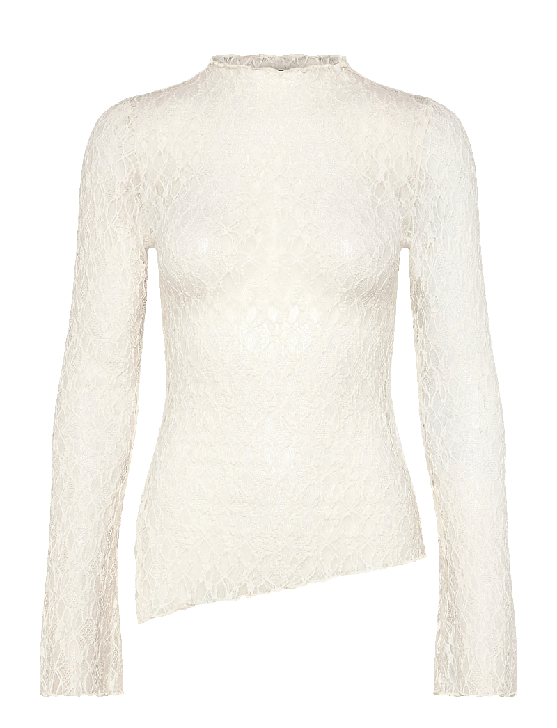 Gina Tricot - Asymmetric lace top - langærmede toppe - offwhite (1420) - 1